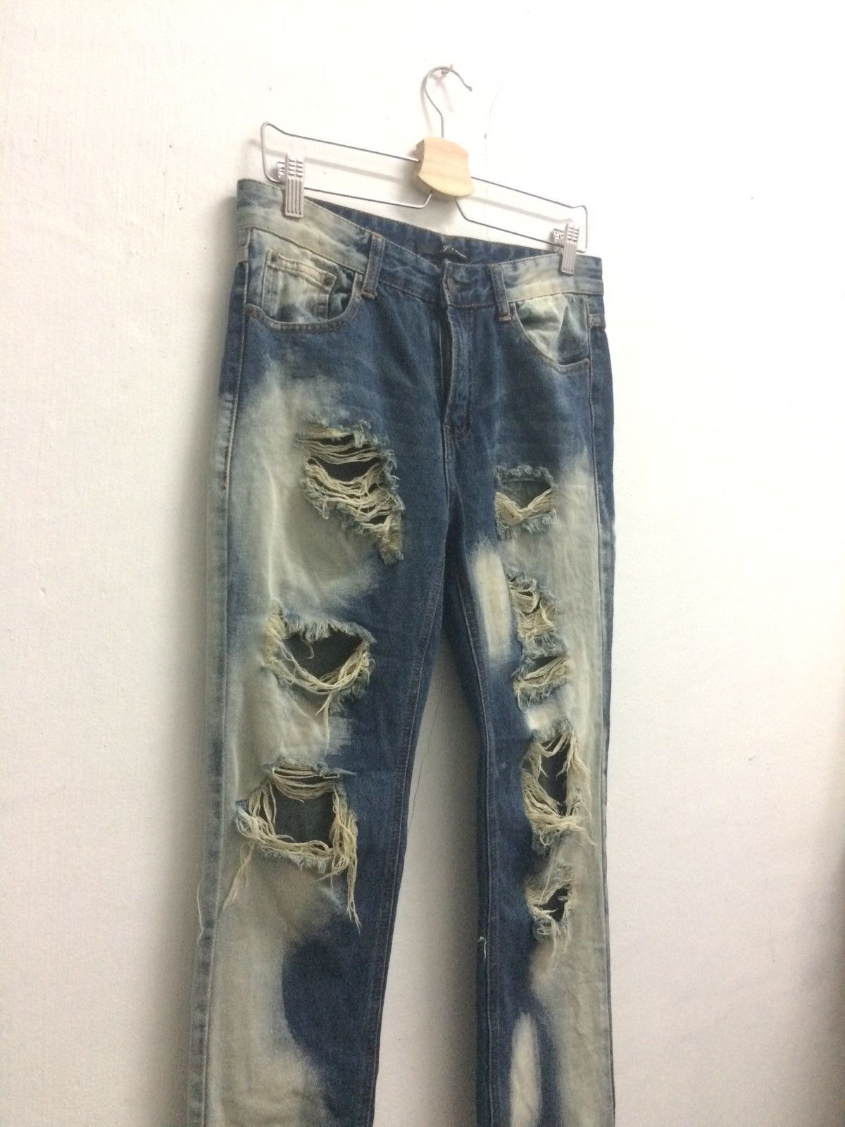 Japanese Brand J+now designer acid wash Jeans Distressed Pant Size US 30 / EU 46 - 2 Thumbnail