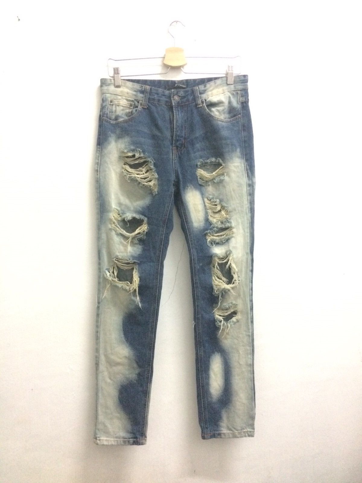 Japanese Brand J+now designer acid wash Jeans Distressed Pant Size US 30 / EU 46 - 1 Thumbnail