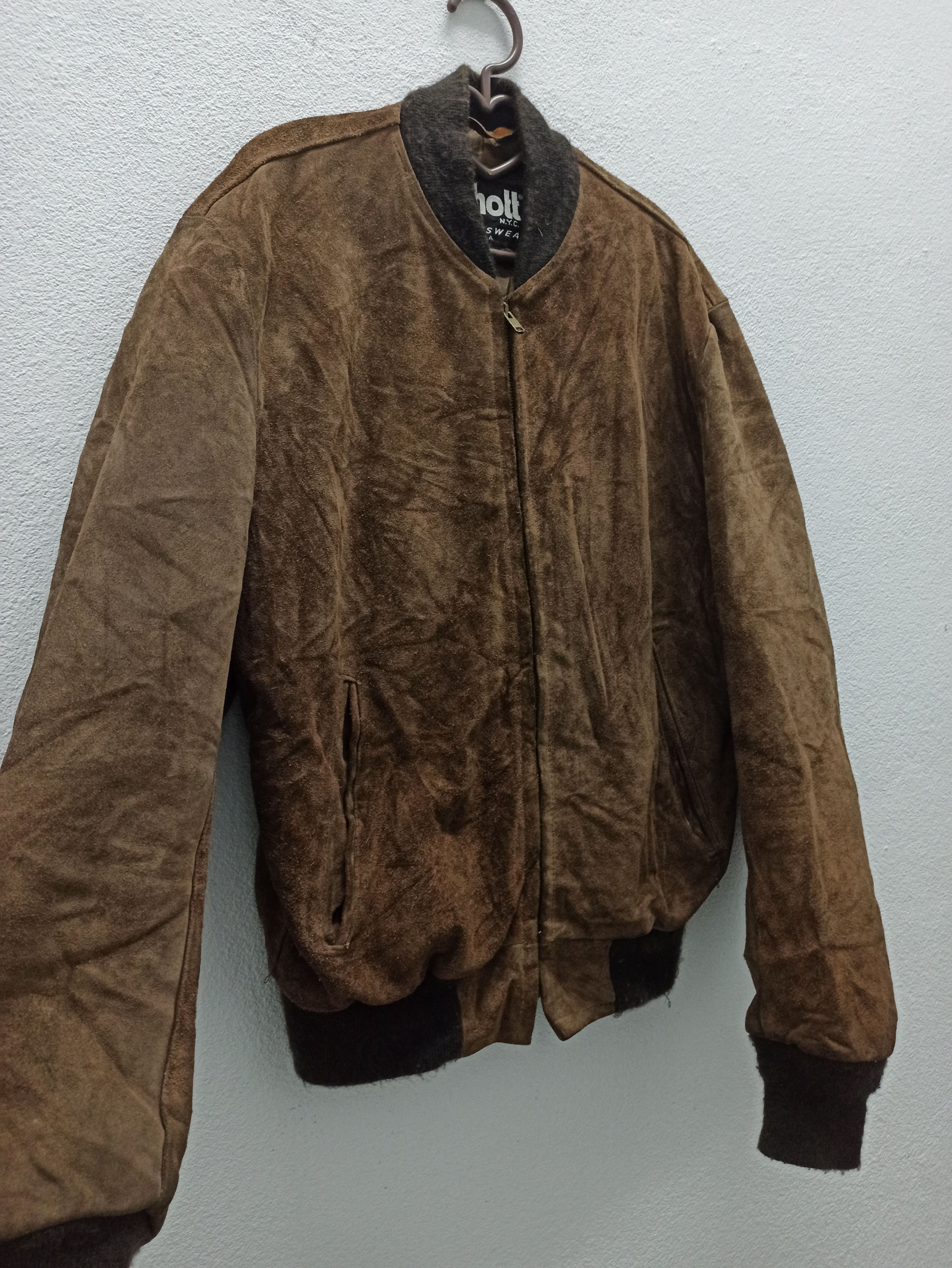 Schott × Vintage Vintage Schott Nyc Sportswear Suede Leather Bomber Jacket Size US L / EU 52-54 / 3 - 3 Thumbnail