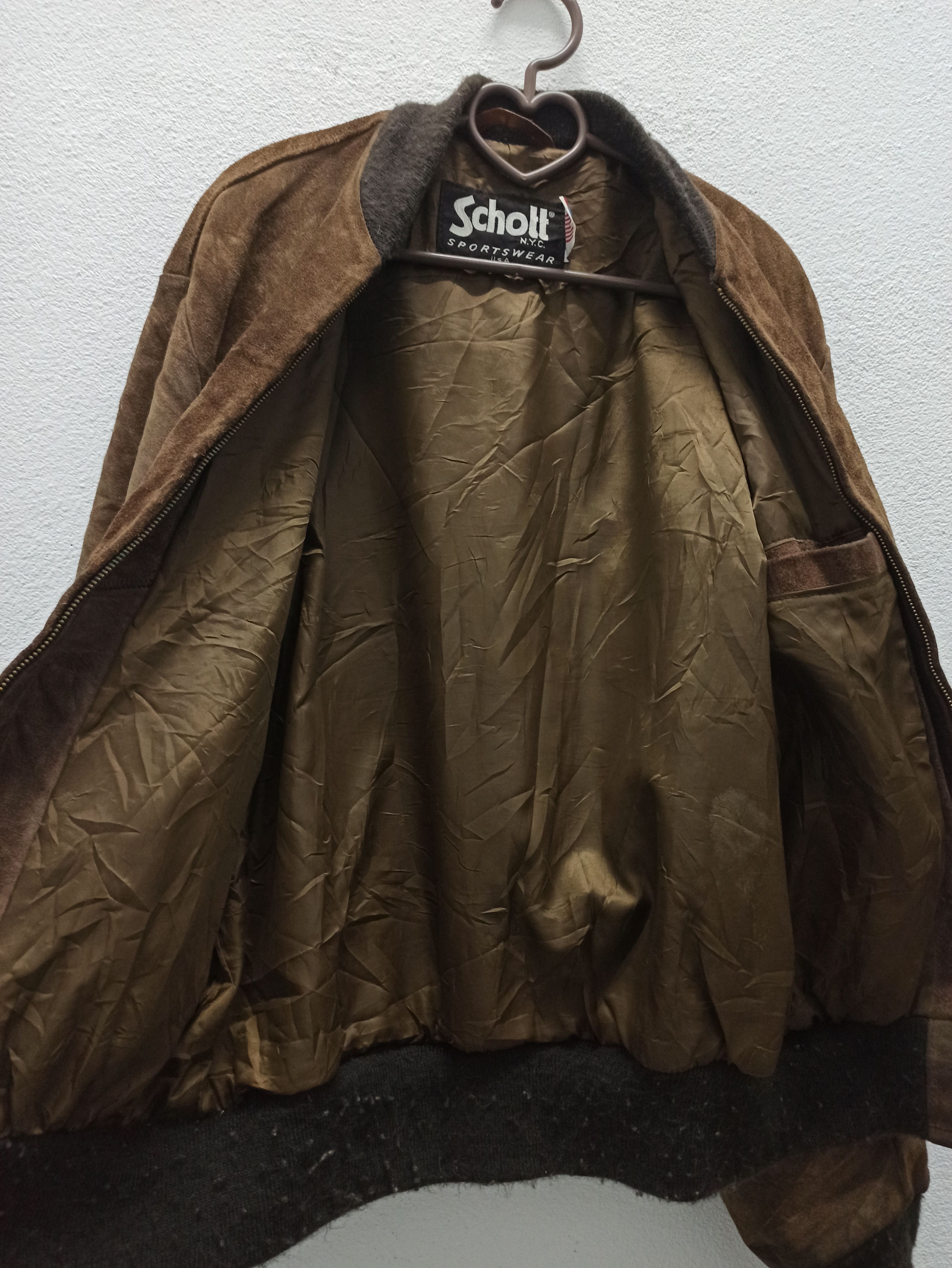 Schott × Vintage Vintage Schott Nyc Sportswear Suede Leather Bomber Jacket Size US L / EU 52-54 / 3 - 6 Thumbnail