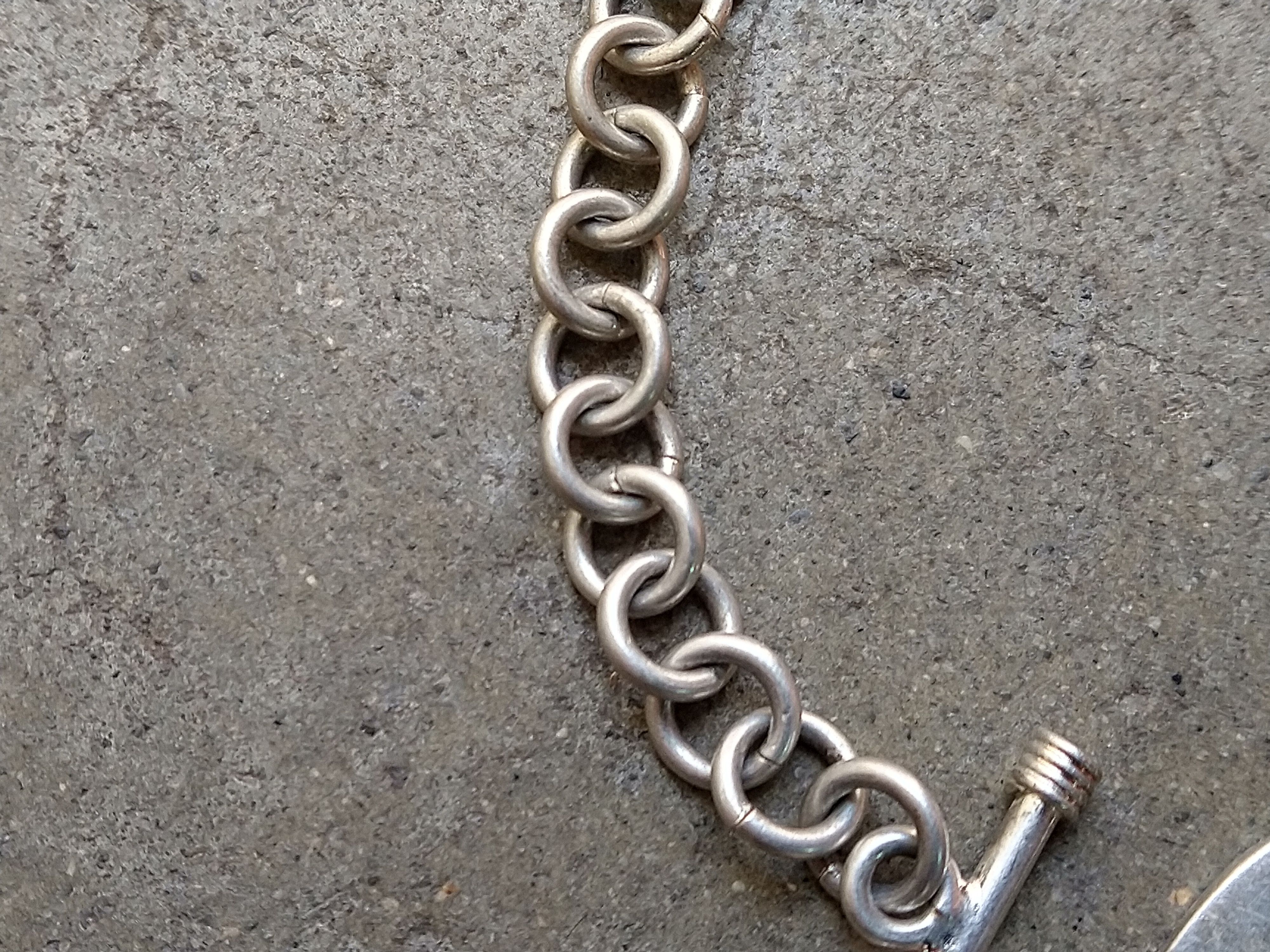 Vintage Sterling Silver Bracelet Heart Link Chain 7.5