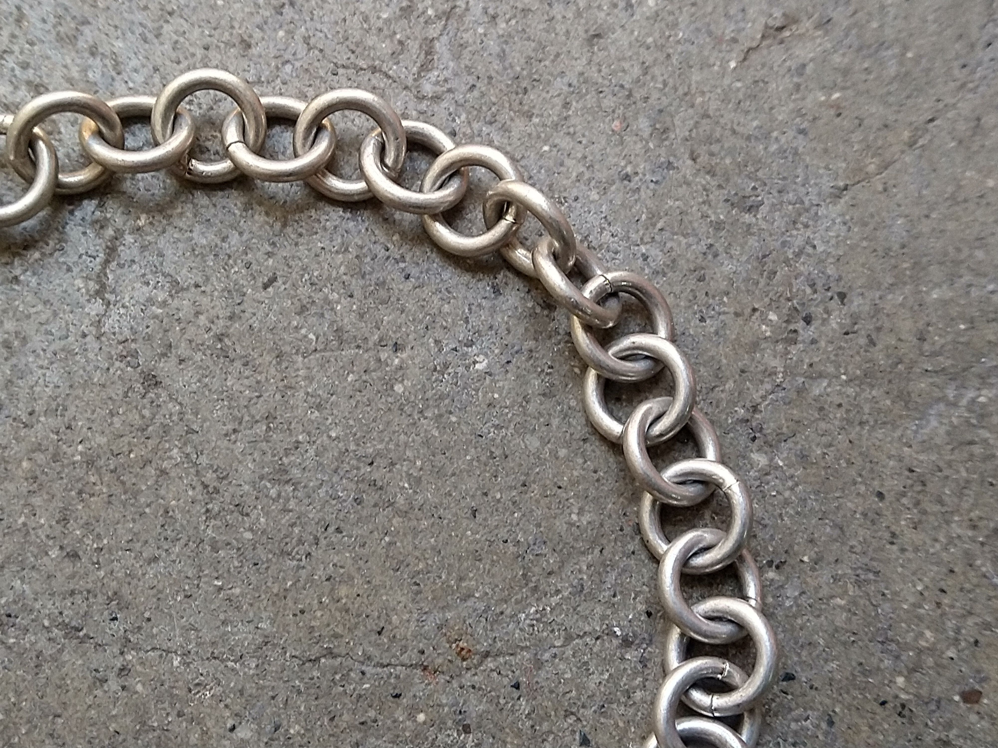 Vintage Sterling Silver Bracelet Heart Link Chain 7.5