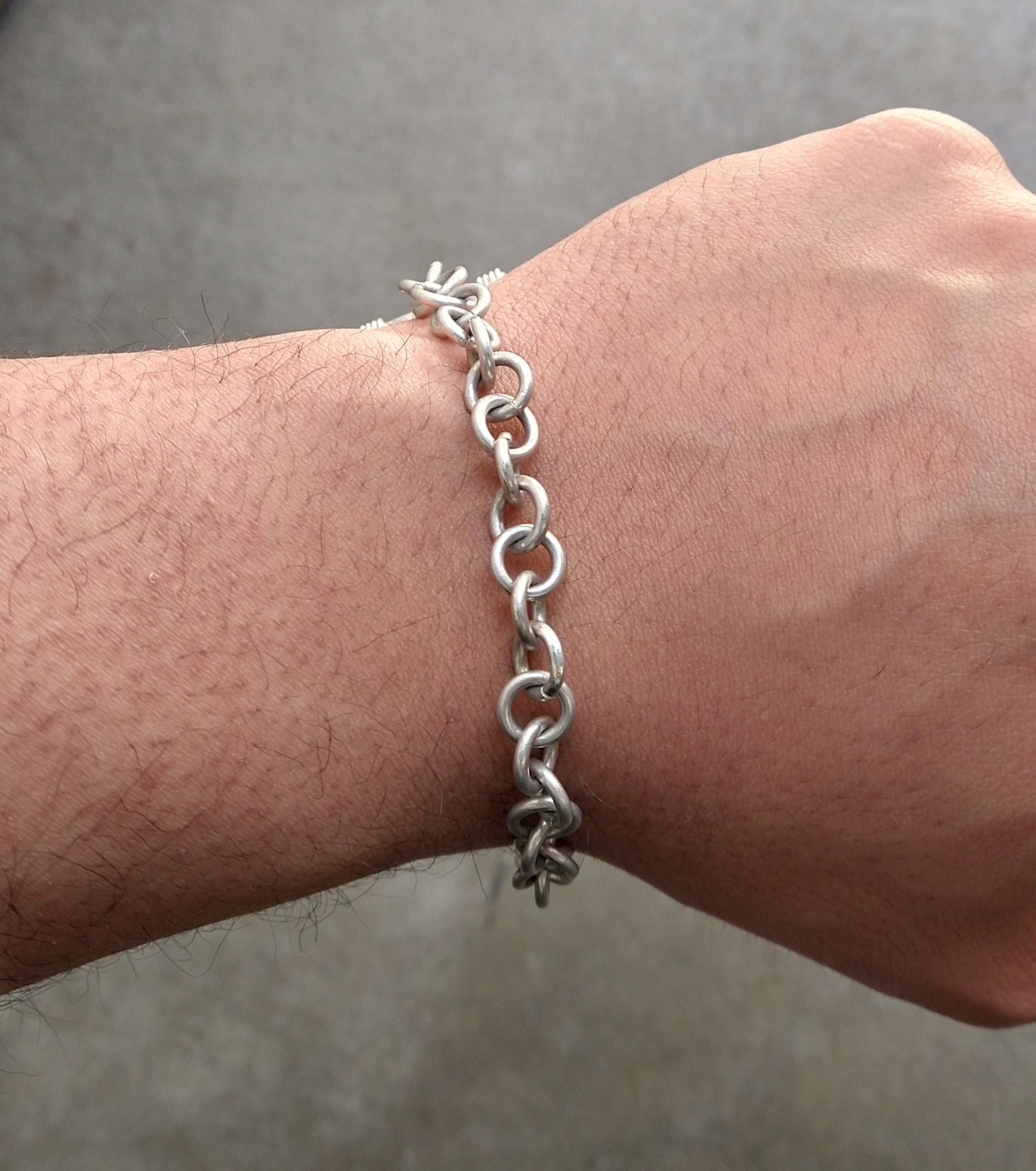 Vintage Sterling Silver Bracelet Heart Link Chain 7.5