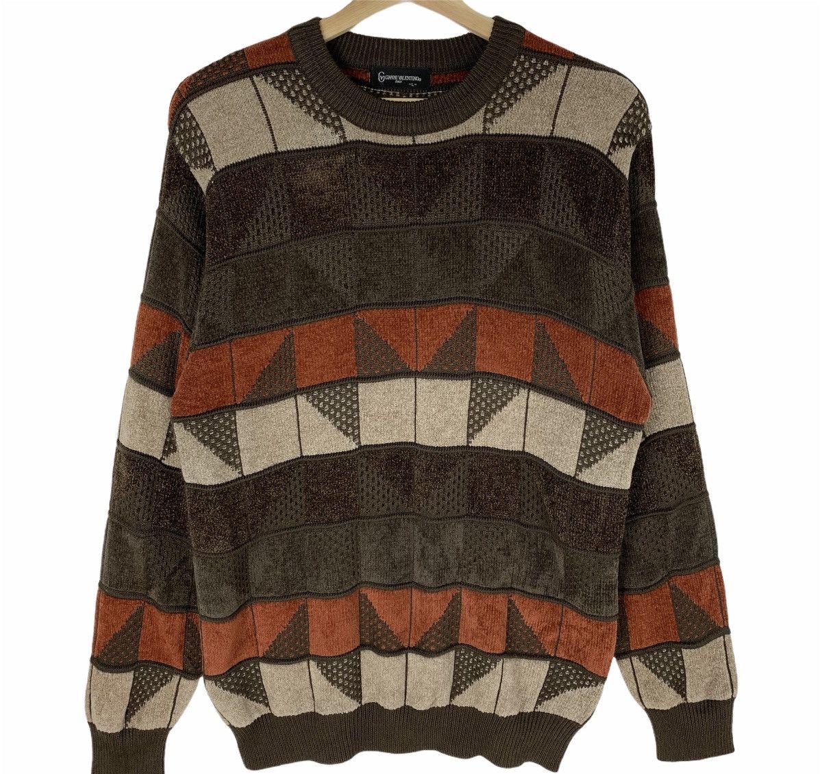 Valentino × Vintage Gianni Valentino Check Tartan Patchwork Knit Sweater Size US L / EU 52-54 / 3 - 2 Thumbnail