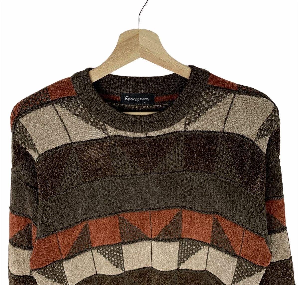 Valentino × Vintage Gianni Valentino Check Tartan Patchwork Knit Sweater Size US L / EU 52-54 / 3 - 3 Thumbnail