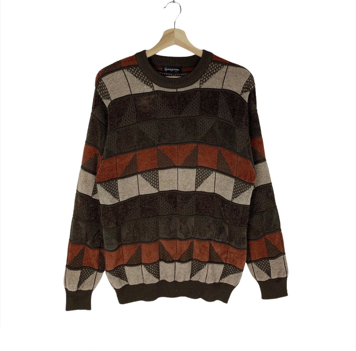 Valentino × Vintage Gianni Valentino Check Tartan Patchwork Knit Sweater Size US L / EU 52-54 / 3 - 1 Thumbnail