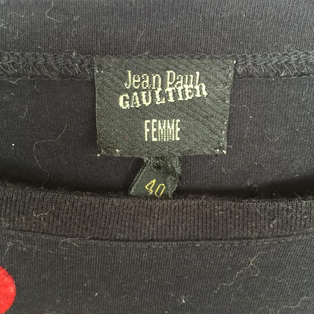 Jean Paul Gaultier 💥Final💥Jean Paul Gaultier Black Red Velvet Script Top Size XS / US 0-2 / IT 36-38 - 5 Thumbnail