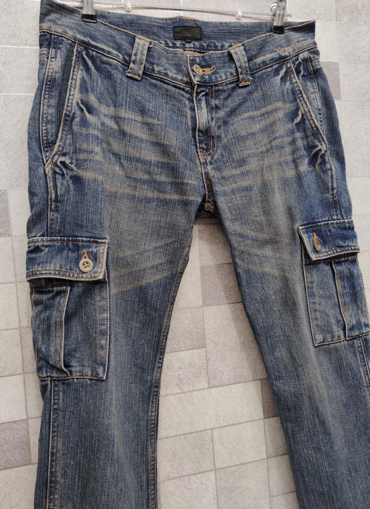 Beams Plus × Japanese Brand 💥RARE! BEAMS Japan Mudwash Rusty Blue Denim Cargo Pants Size US 31 - 4 Thumbnail