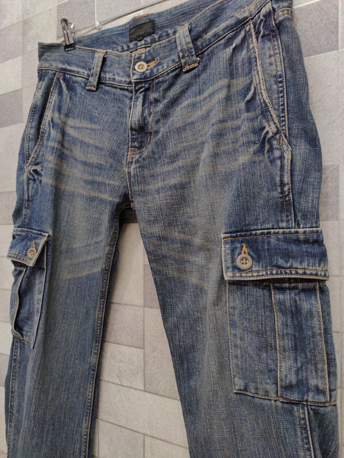 Beams Plus × Japanese Brand 💥RARE! BEAMS Japan Mudwash Rusty Blue Denim Cargo Pants Size US 31 - 3 Thumbnail