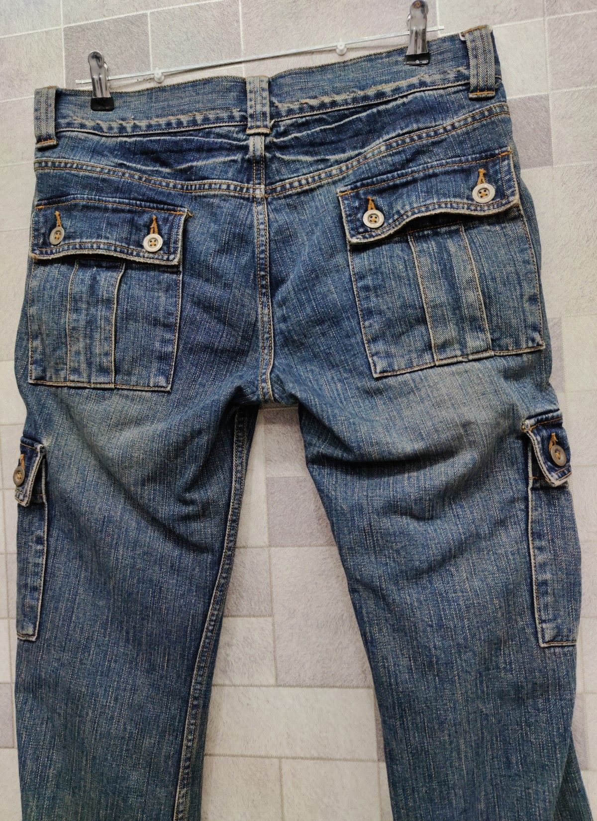 Beams Plus × Japanese Brand 💥RARE! BEAMS Japan Mudwash Rusty Blue Denim Cargo Pants Size US 31 - 6 Thumbnail