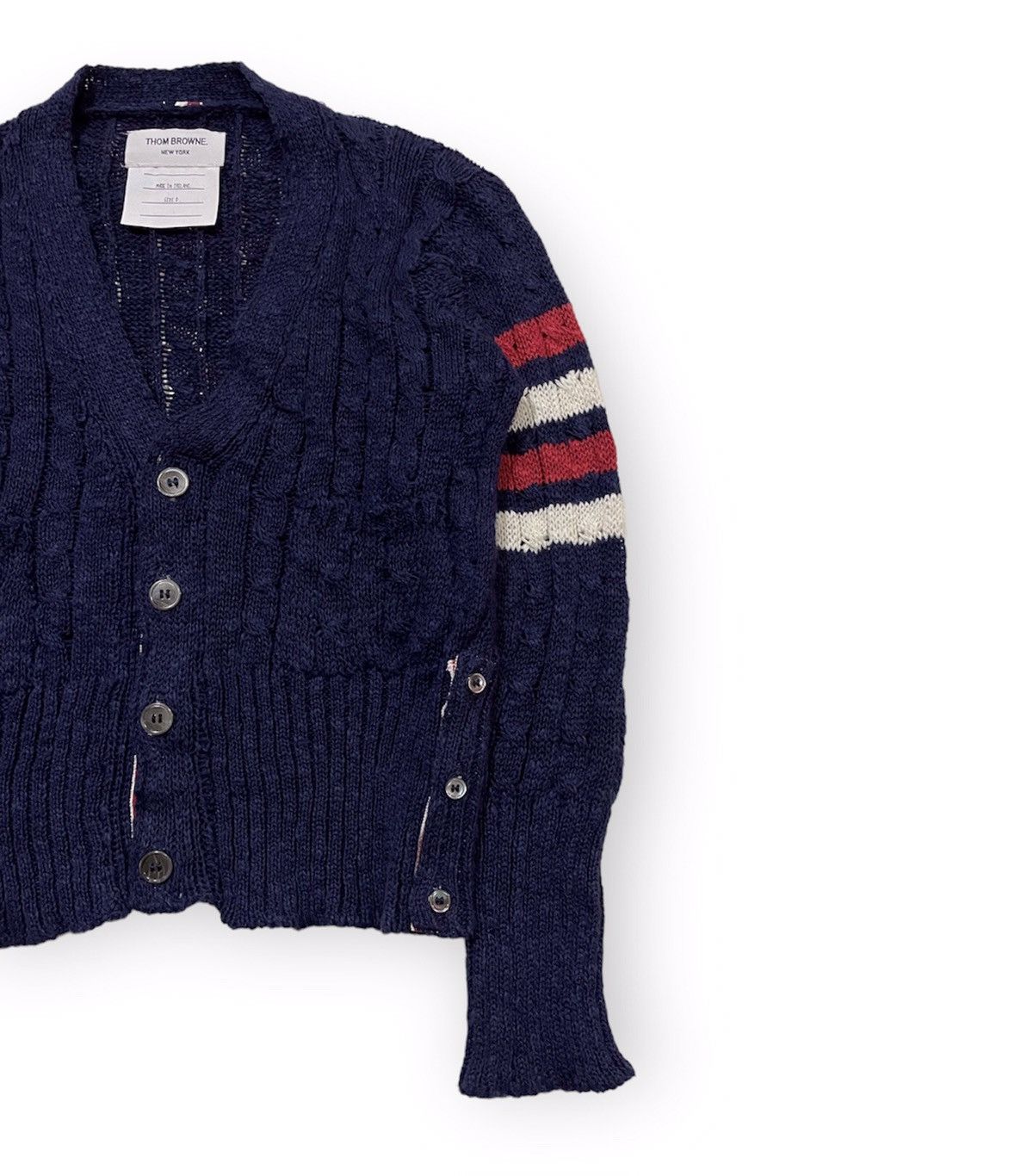 Thom Browne Striped Cable Knit Cardigan Size US XS / EU 42 / 0 - 3 Thumbnail