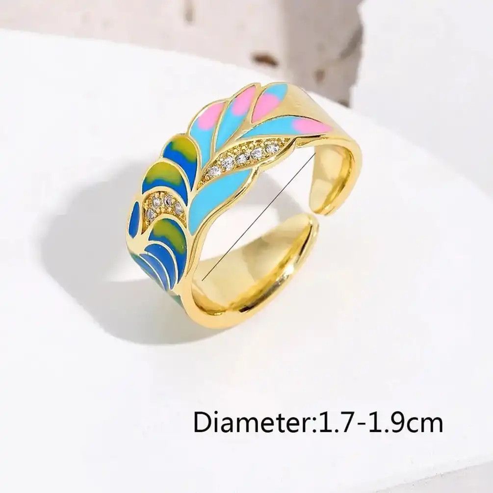 Jewelry Creative Handmade Colorful Enamel Heart Ring Size ONE SIZE - 2 Thumbnail