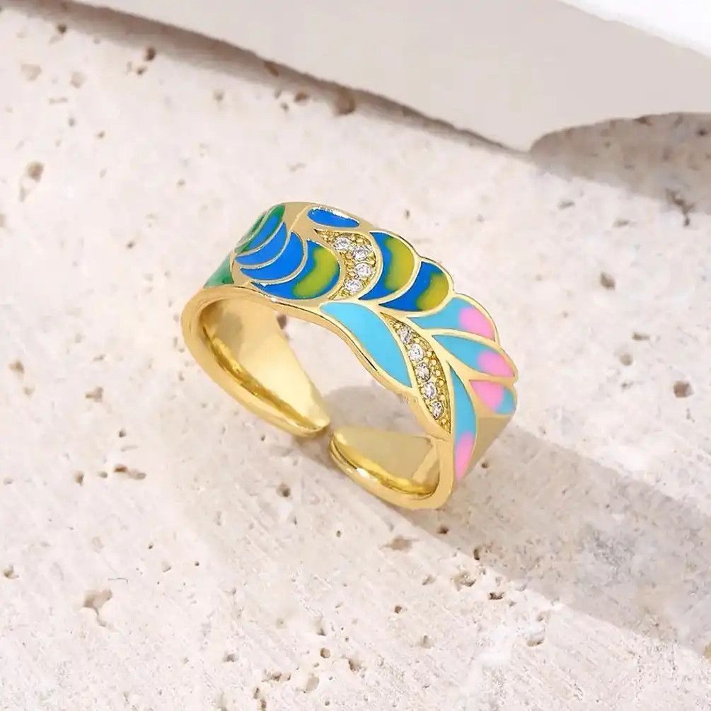 Jewelry Creative Handmade Colorful Enamel Heart Ring Size ONE SIZE - 1 Thumbnail