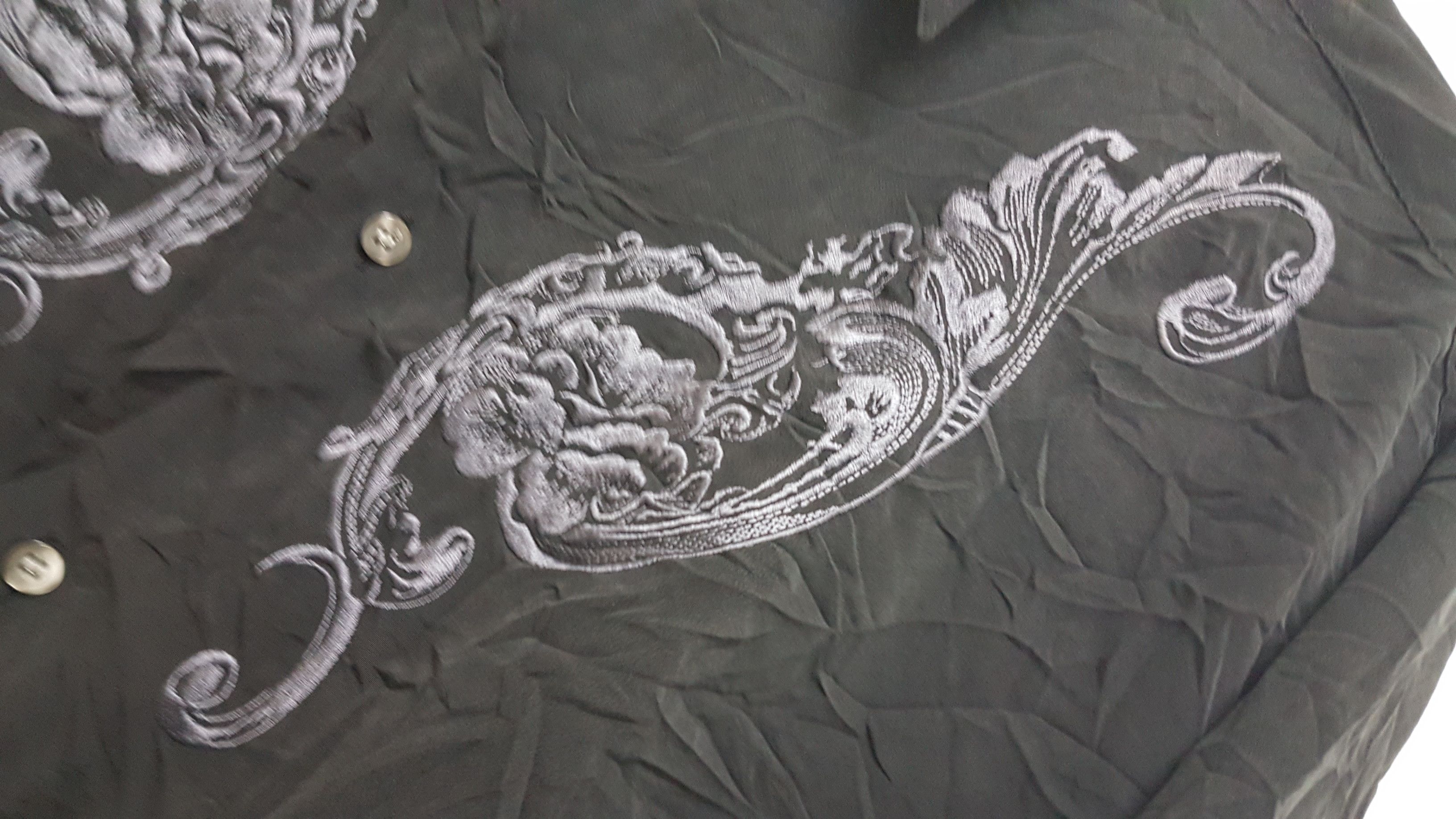 Designer × Jun Takahashi × Vintage BLACK 🔥 JUN MEN RAYON CREPE EMBROIDERED FLORAL SHIRT Size US XL / EU 56 / 4 - 6 Thumbnail