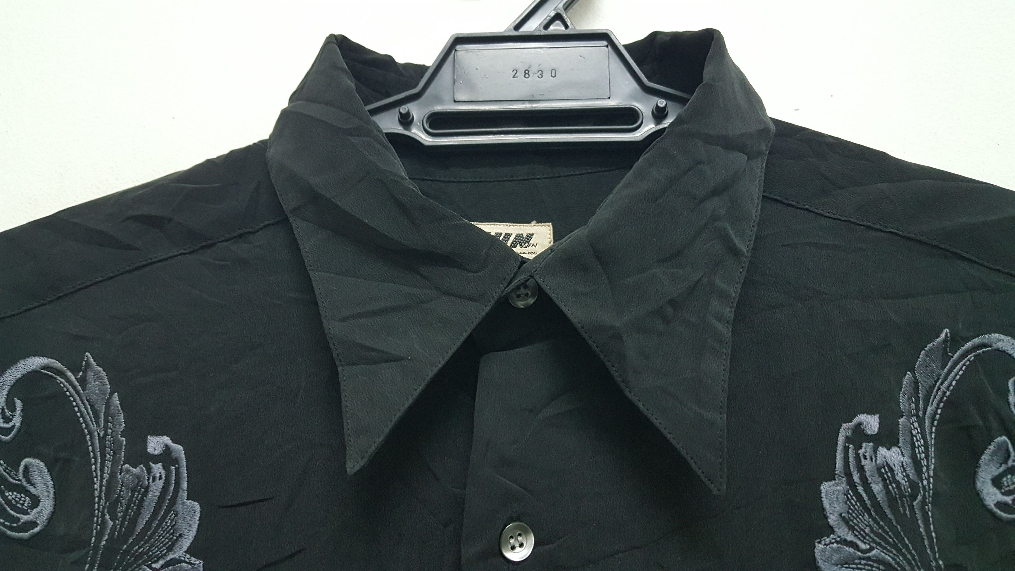 Designer × Jun Takahashi × Vintage BLACK 🔥 JUN MEN RAYON CREPE EMBROIDERED FLORAL SHIRT Size US XL / EU 56 / 4 - 3 Thumbnail