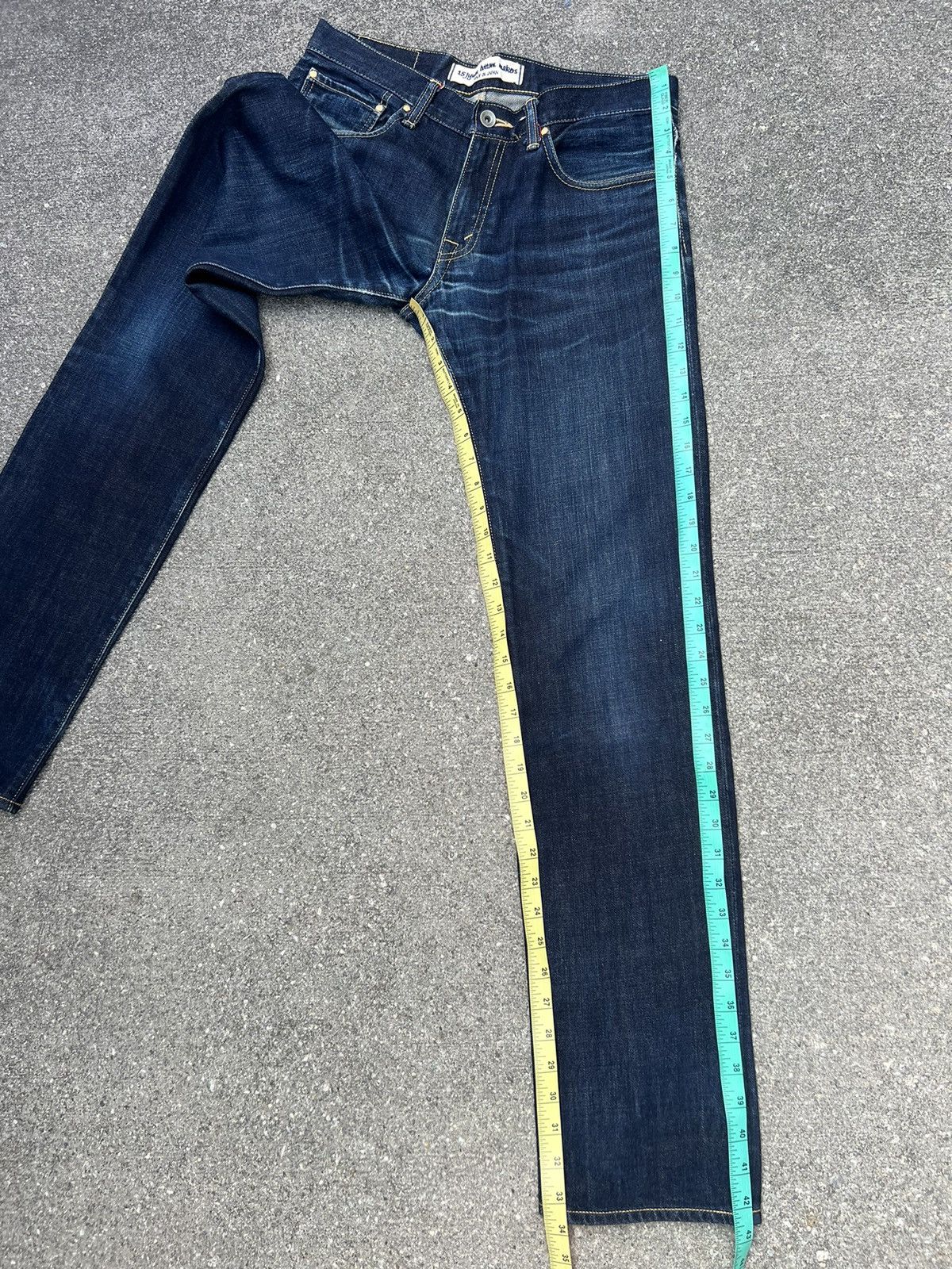 Vintage 15Jyuga Bottom Makers Japan Ageing Indigo Blue Denim Jeans Size US 31 - 4 Thumbnail