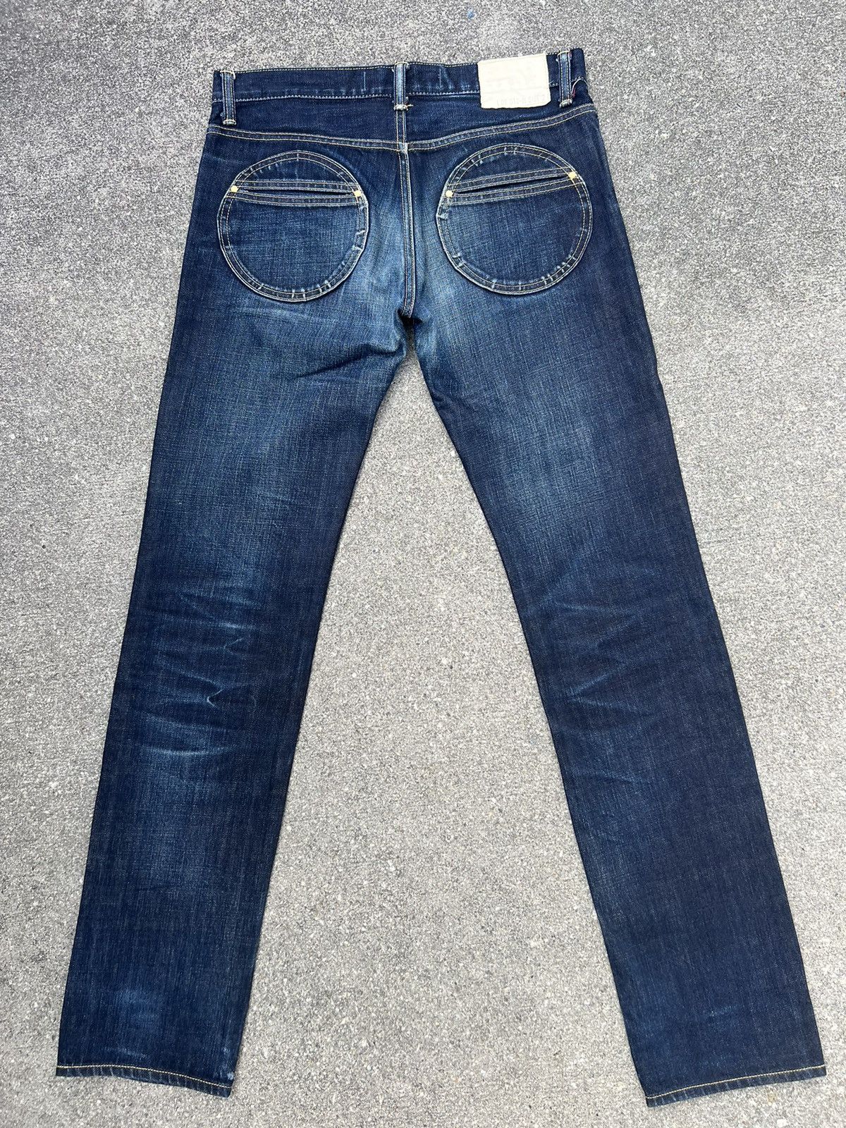 image of 15Jyuga Bottom Makers Japan Ageing Indigo Blue Denim Jeans, Men's (Size 31)