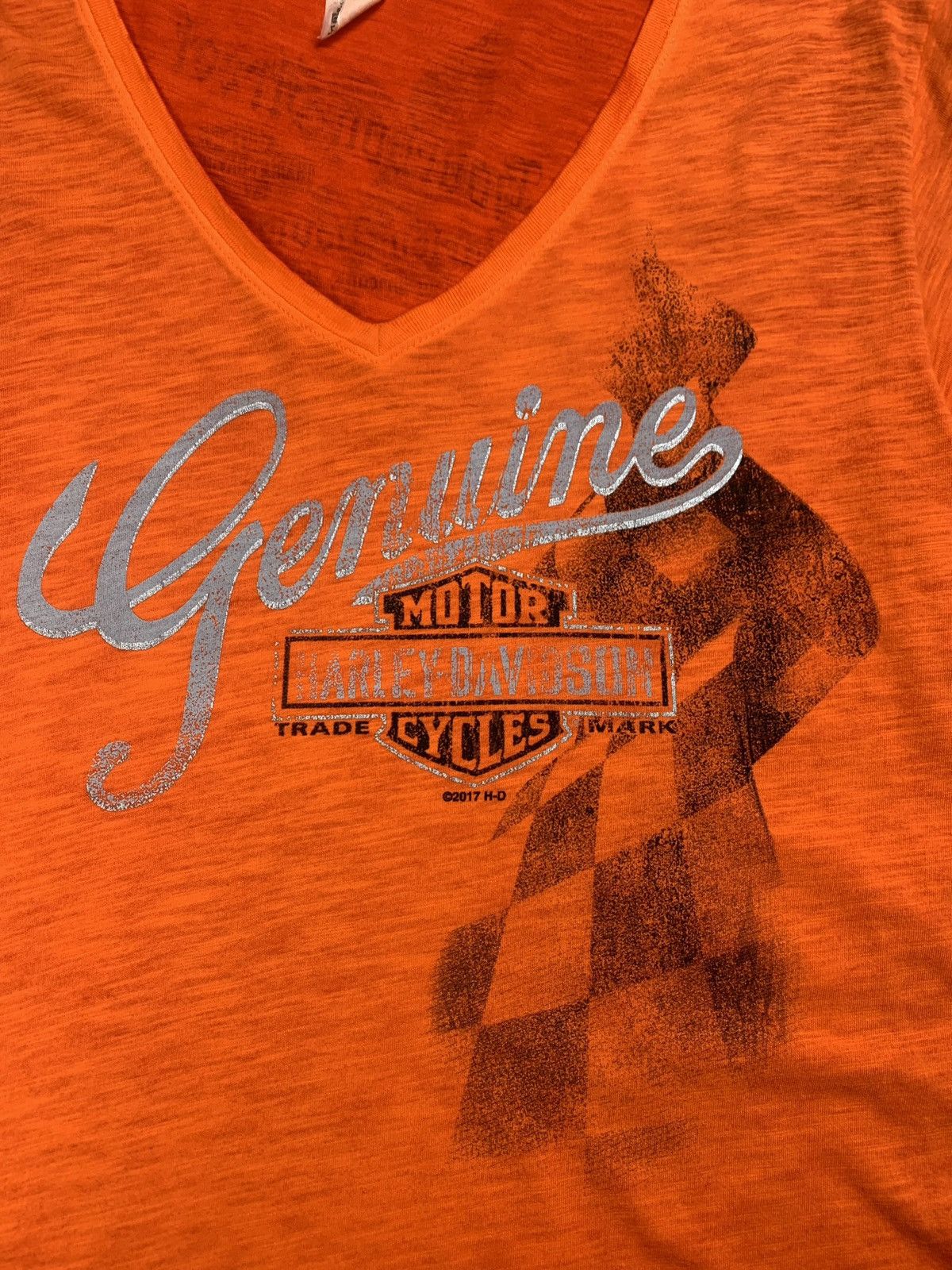 Vintage Harley Davidson vintage biker v-neck t shirt size XL orange Size US XL / EU 56 / 4 - 3 Thumbnail