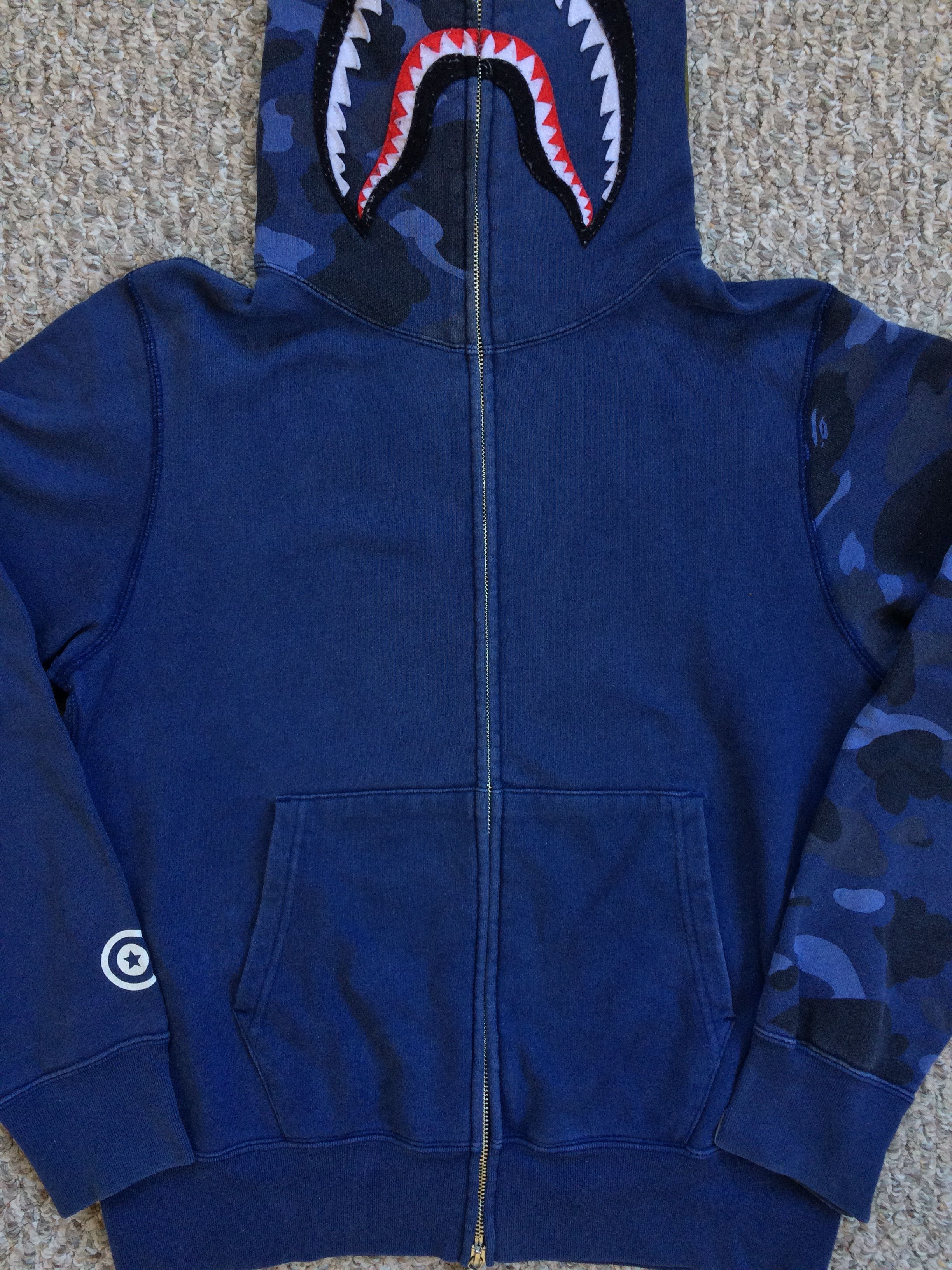 Bape OG Bape Blue Camo Full Zip Shark Hoodie Size US M / EU 48-50 / 2 - 2 Thumbnail