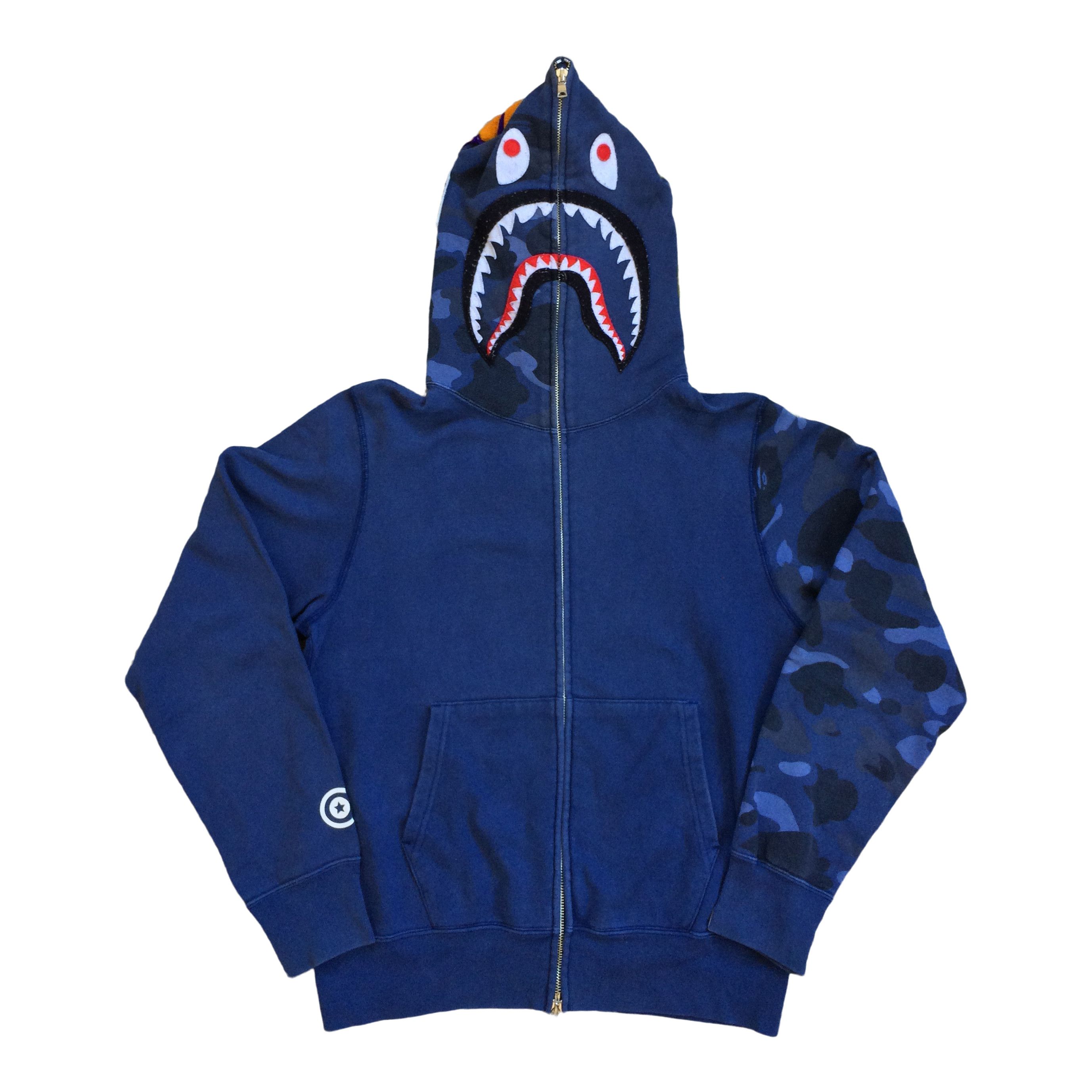 Bape OG Bape Blue Camo Full Zip Shark Hoodie Size US M / EU 48-50 / 2 - 1 Thumbnail