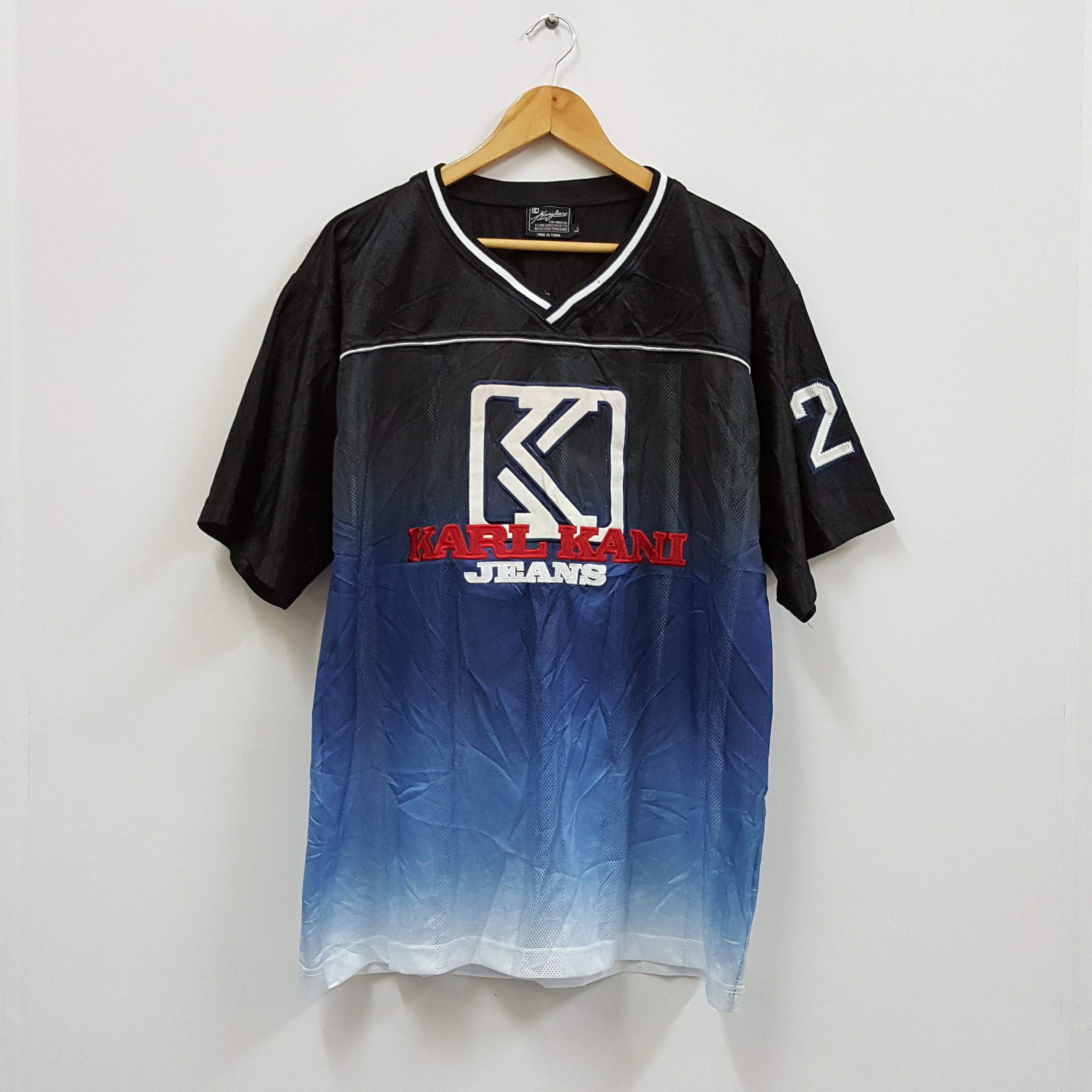 Karl Kani × Vintage Vintage KARL KANI JEANS big logo nice design jersey Size US L / EU 52-54 / 3 - 1 Thumbnail