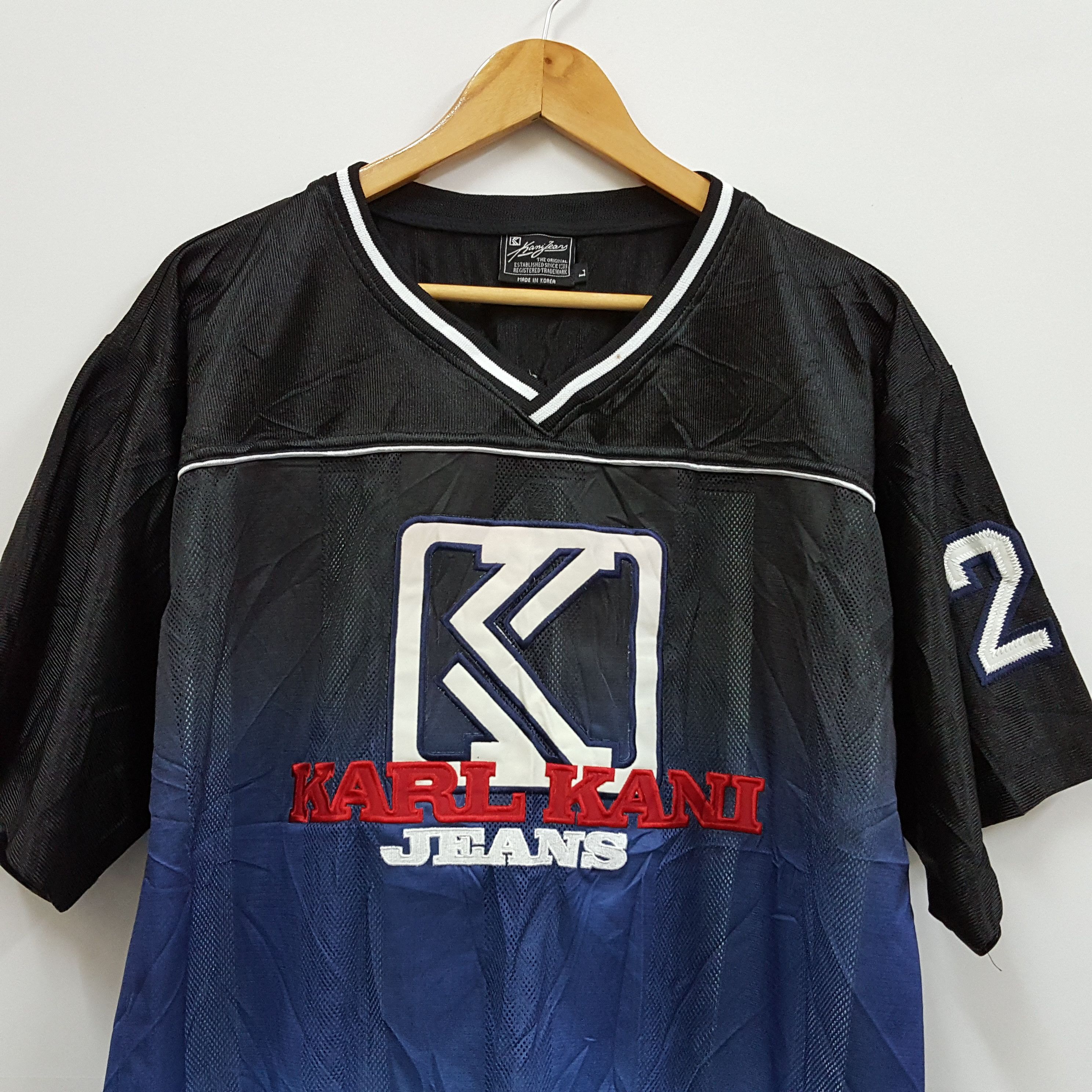 Karl Kani × Vintage Vintage KARL KANI JEANS big logo nice design jersey Size US L / EU 52-54 / 3 - 2 Thumbnail
