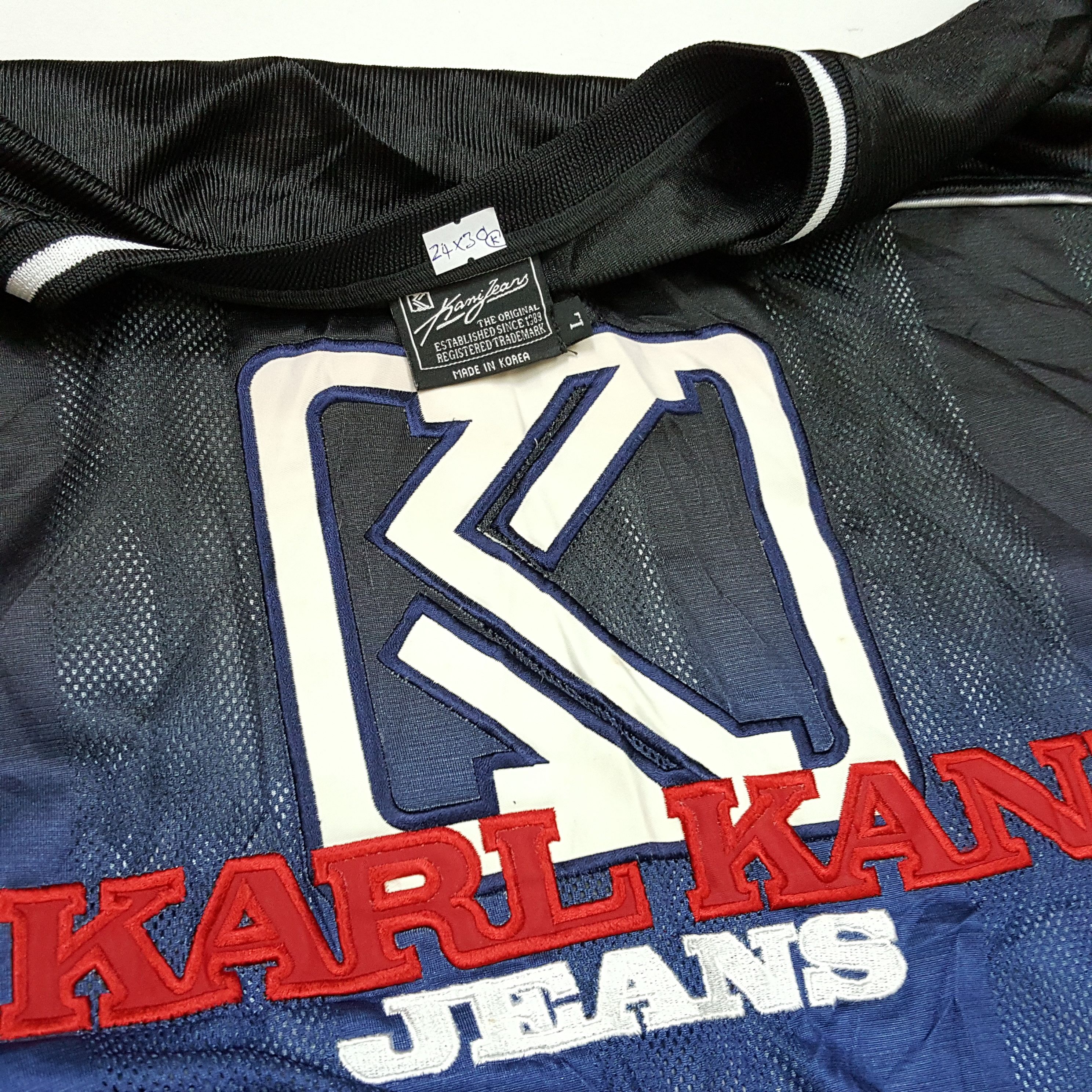 Karl Kani × Vintage Vintage KARL KANI JEANS big logo nice design jersey Size US L / EU 52-54 / 3 - 4 Thumbnail