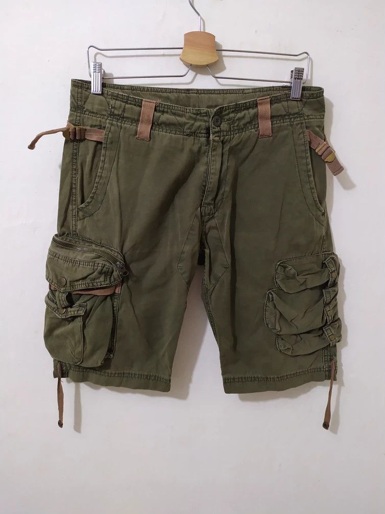 image of Military Nice Design Cargo Multipocket Gas Mask Tactical Short Pants in Olive, Men's (Size 30)