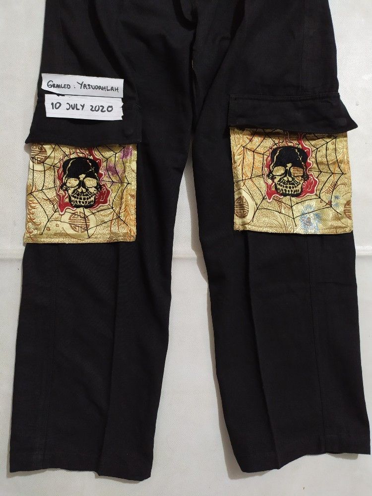 Japanese Brand 🔥SATORI Cargo Multi pocket Skull Skeleton Embroidered Pants Size US 30 / EU 46 - 3 Thumbnail