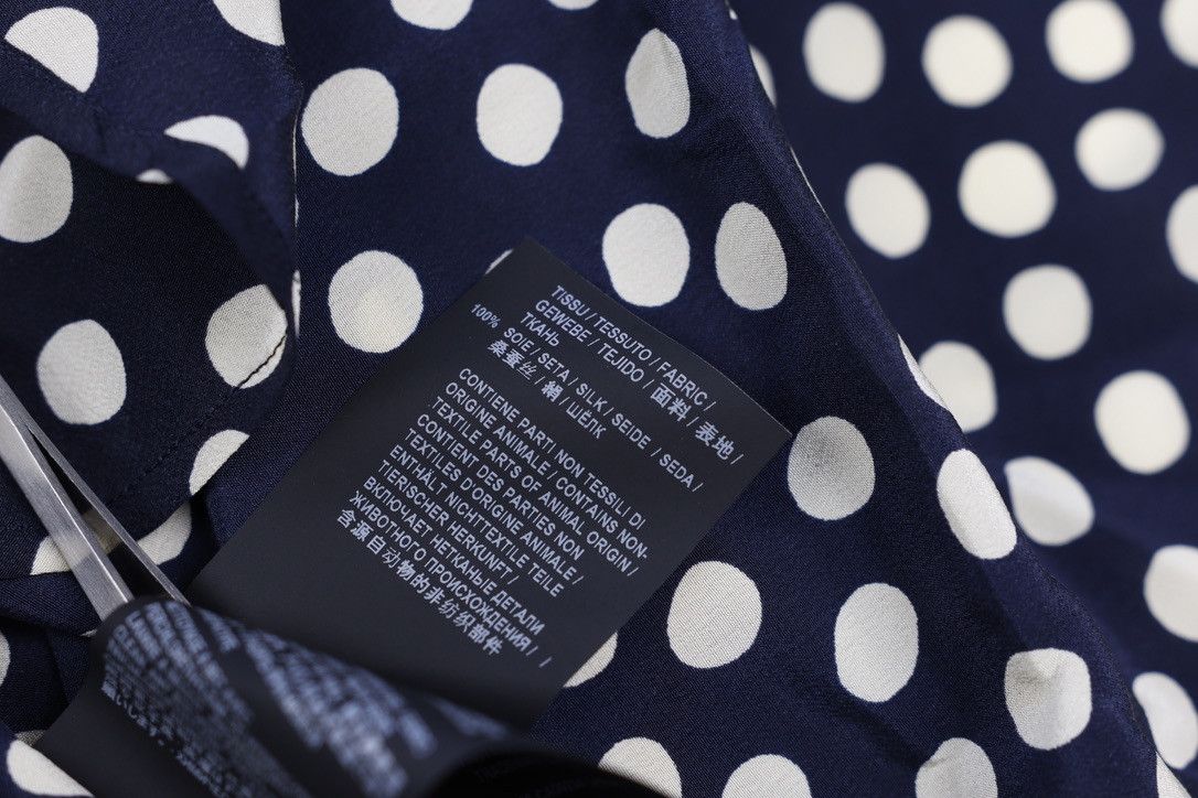 Saint Laurent Paris FW19 Saint Laurent Cream/Navy Polka Dot Silk Shirt Size US S / EU 44-46 / 1 - 10 Thumbnail