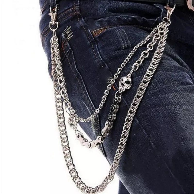 Jewelry Skull Biker Link Waist Hook Trousers Pant Belt Chain Size ONE SIZE - 2 Thumbnail