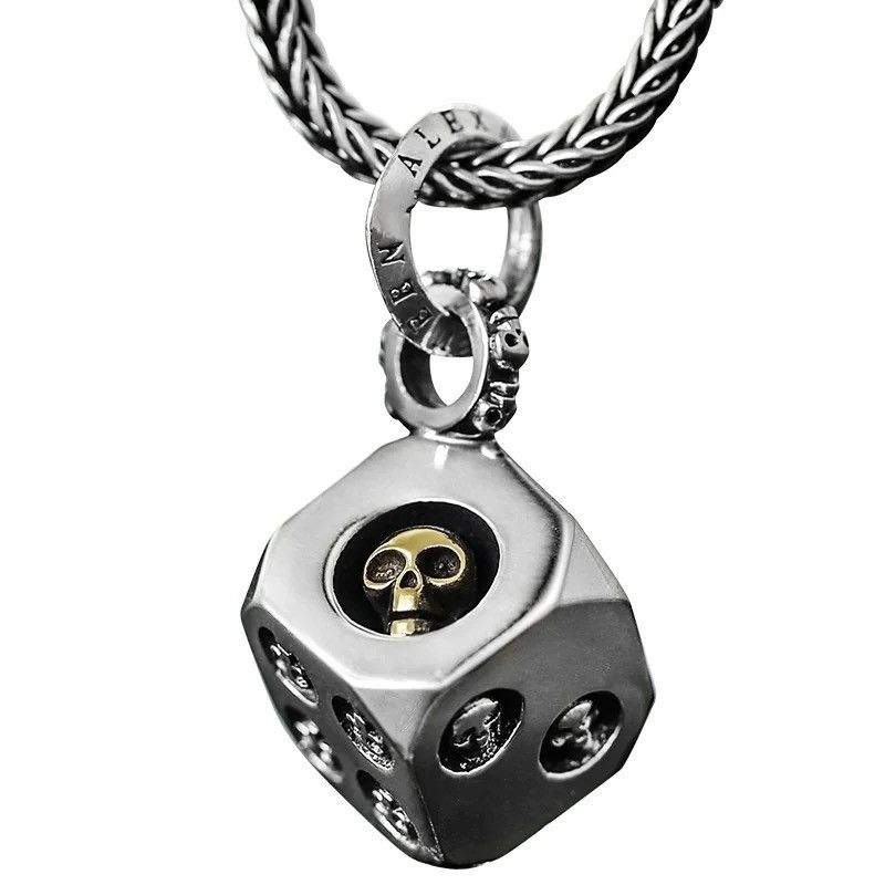Jewelry Rock Skull Pendant Necklace in Silver, Men's