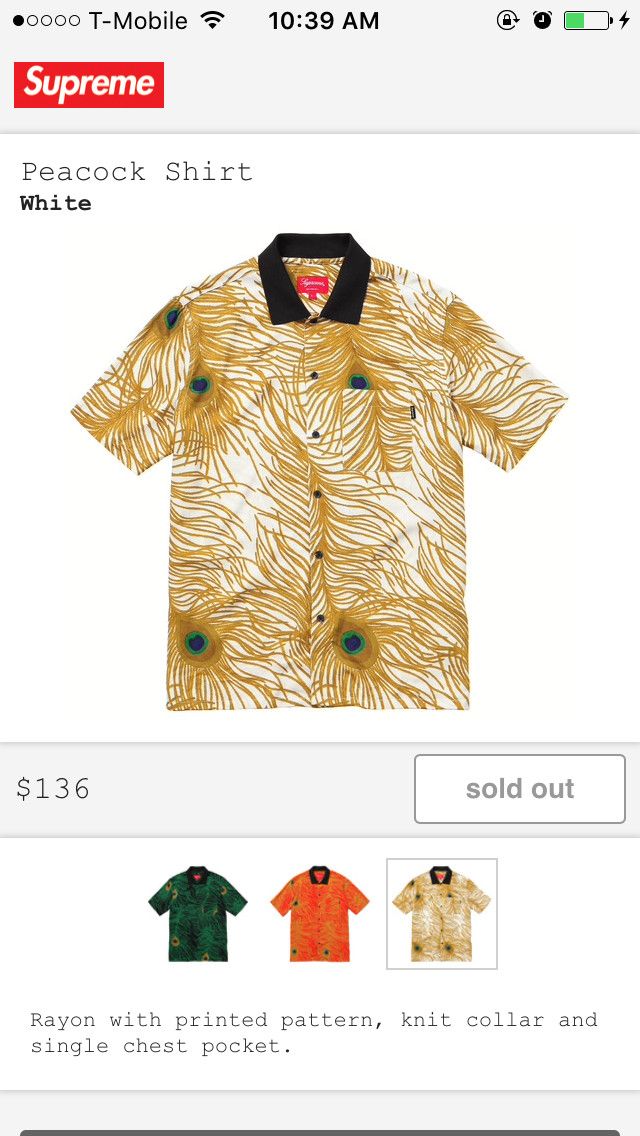 Supreme Peacock Shirt | Grailed