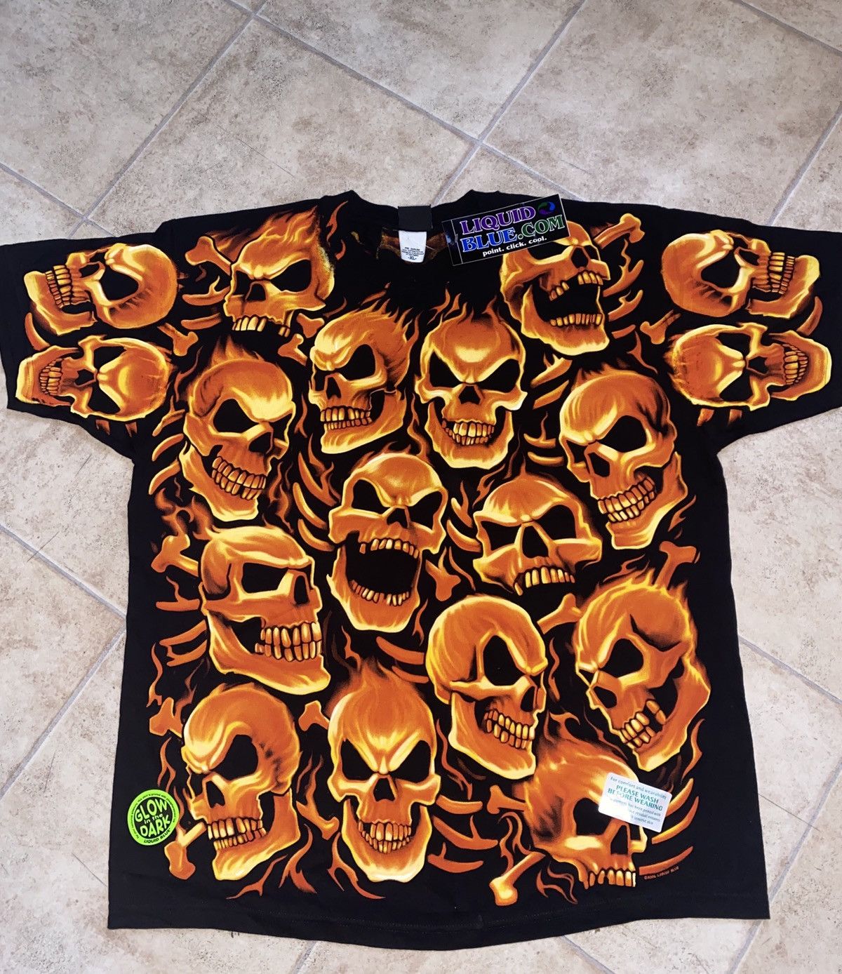 Liquid Blue × Scully × Vintage Flame Skull 2006 Glow In Dark Size US XL / EU 56 / 4 - 1 Thumbnail