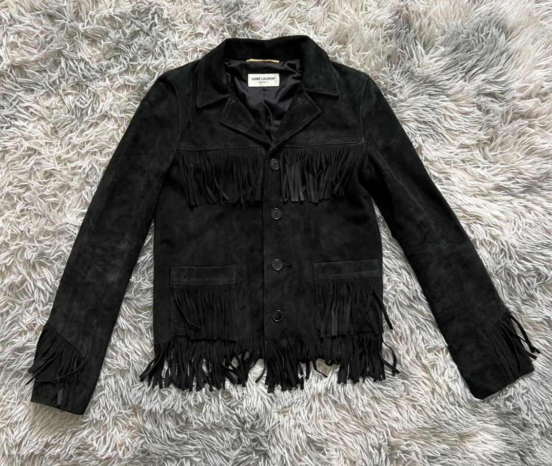 Saint Laurent Paris Fringe Leather Biker Jacket | Grailed