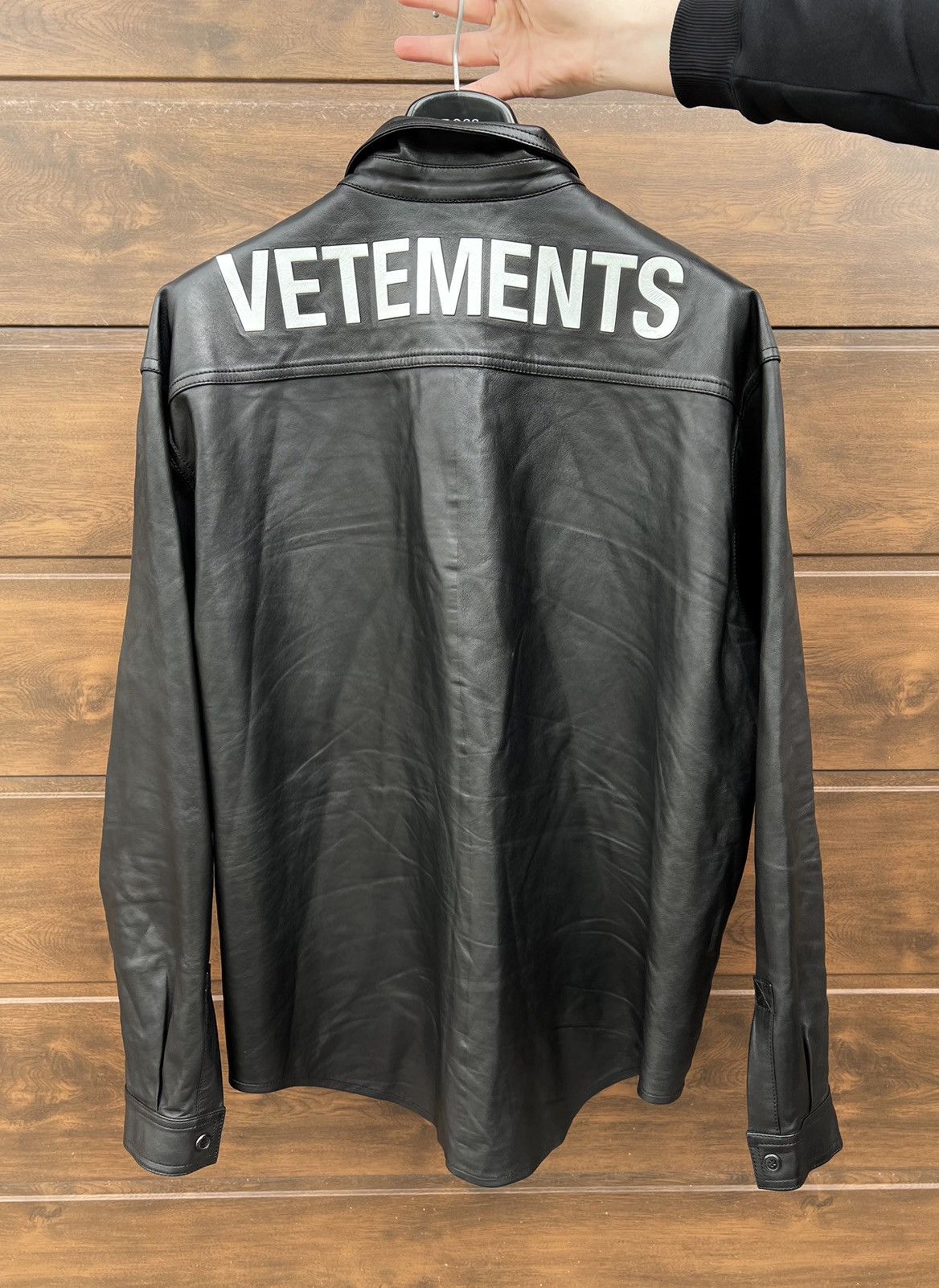 image of Vetements Oversized Leather Shirt in Black, Men's (Size Small)