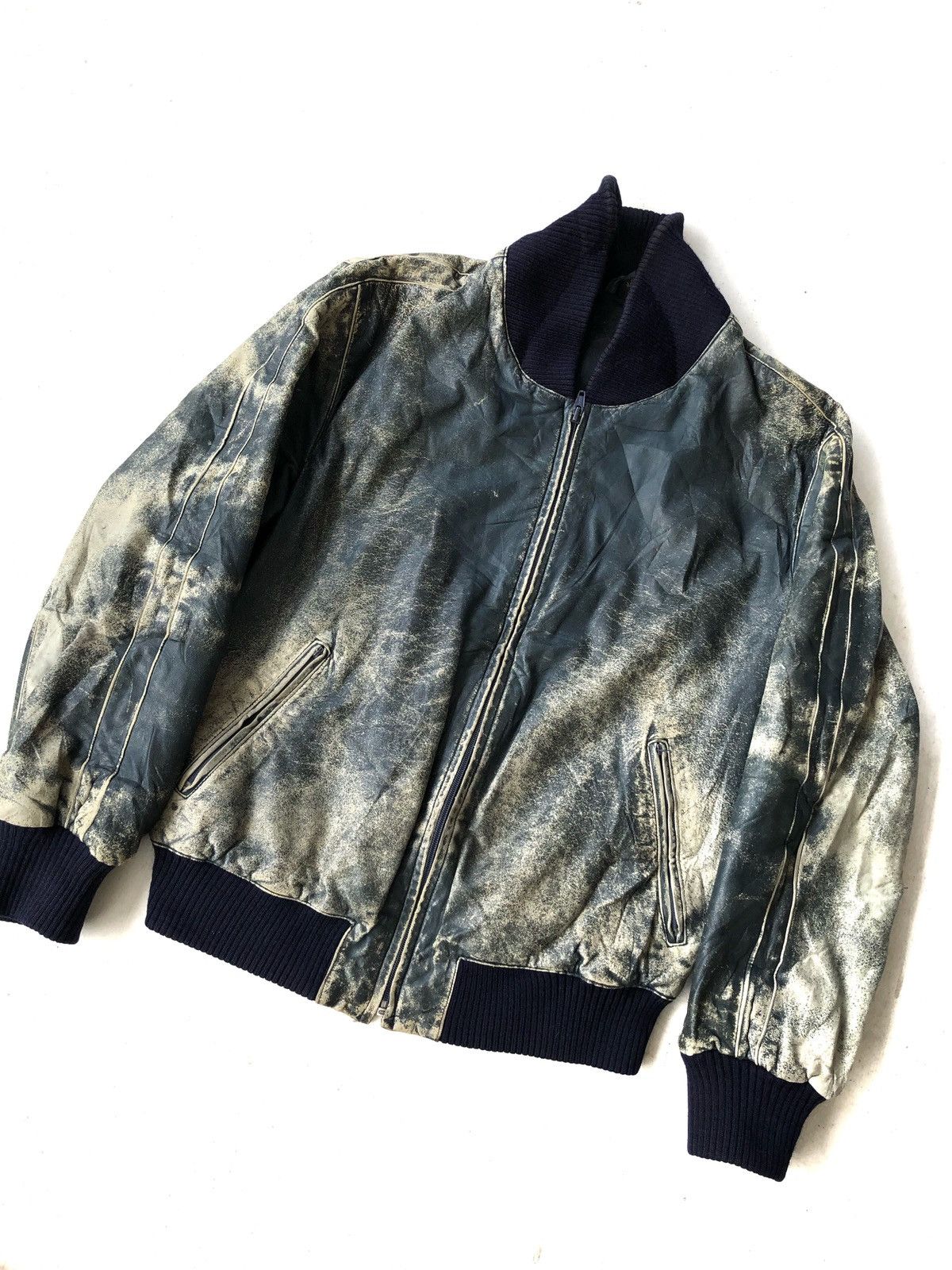 Tiger of Sweden Huc of Sweden Blue Distress Biker Leather Jacket Size US S / EU 44-46 / 1 - 2 Thumbnail