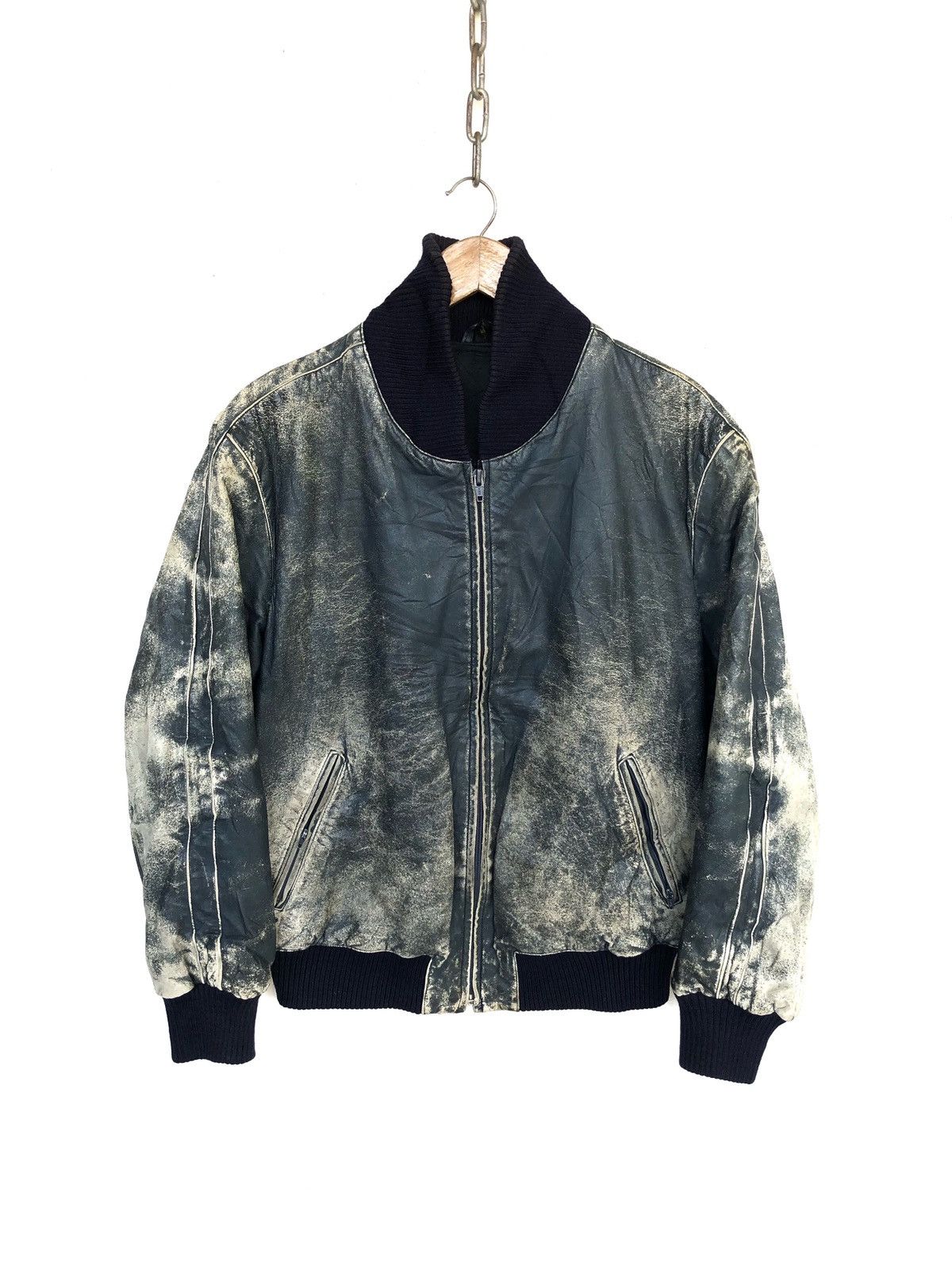 Tiger of Sweden Huc of Sweden Blue Distress Biker Leather Jacket Size US S / EU 44-46 / 1 - 3 Thumbnail