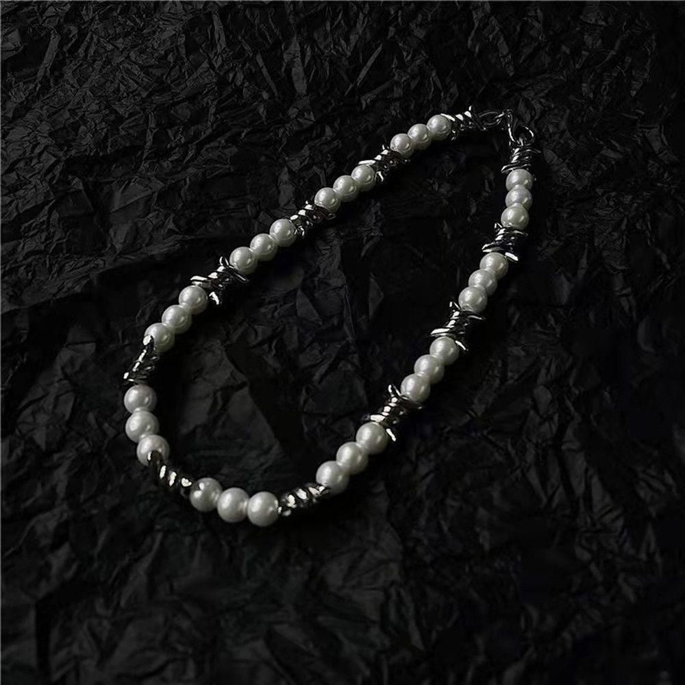 Jewelry Stitching Thorns Chain Pearl Beaded Necklace Size ONE SIZE - 3 Thumbnail