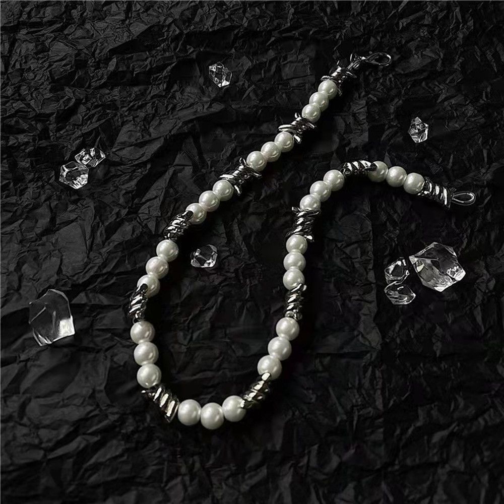 Jewelry Stitching Thorns Chain Pearl Beaded Necklace Size ONE SIZE - 2 Thumbnail