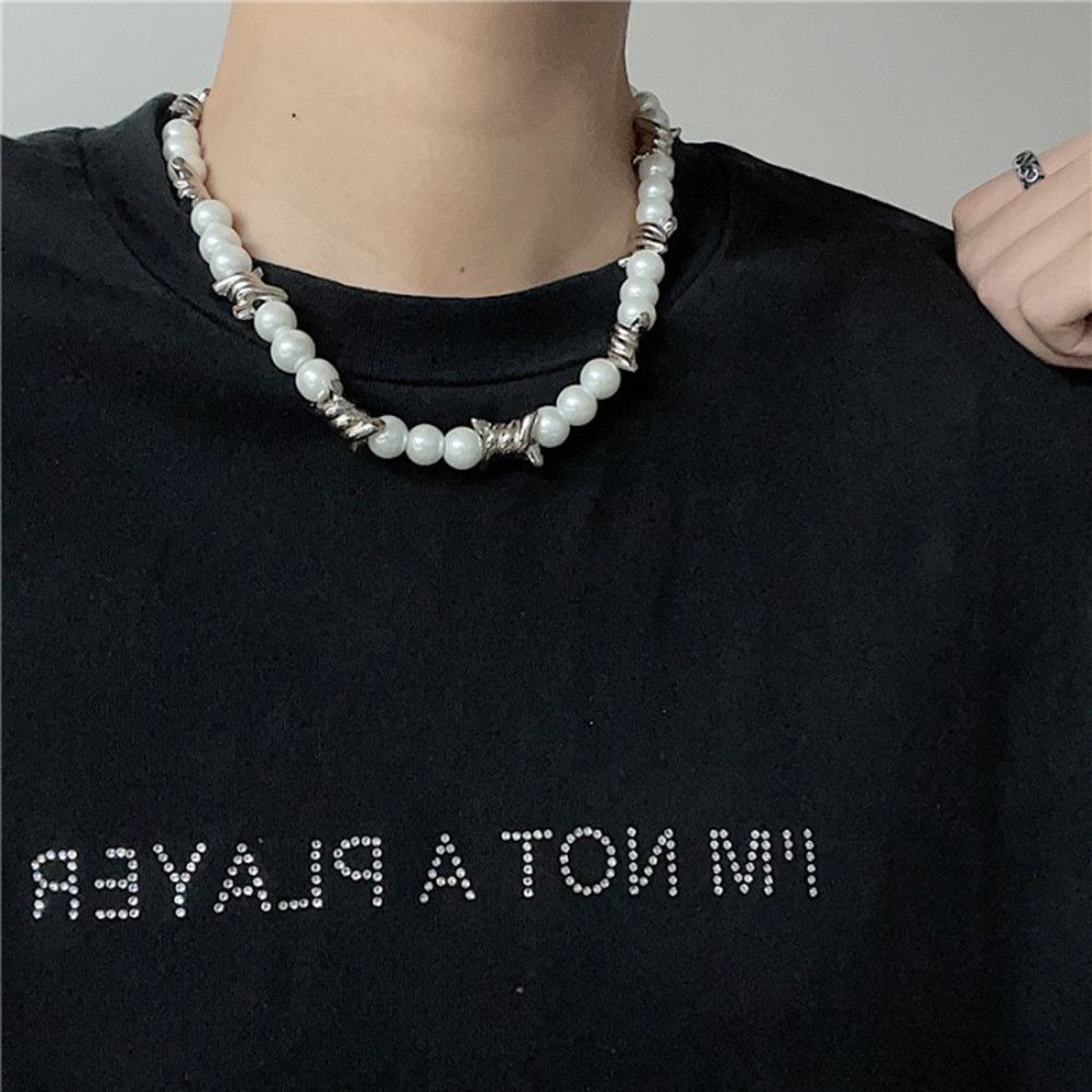 Jewelry Stitching Thorns Chain Pearl Beaded Necklace Size ONE SIZE - 1 Thumbnail
