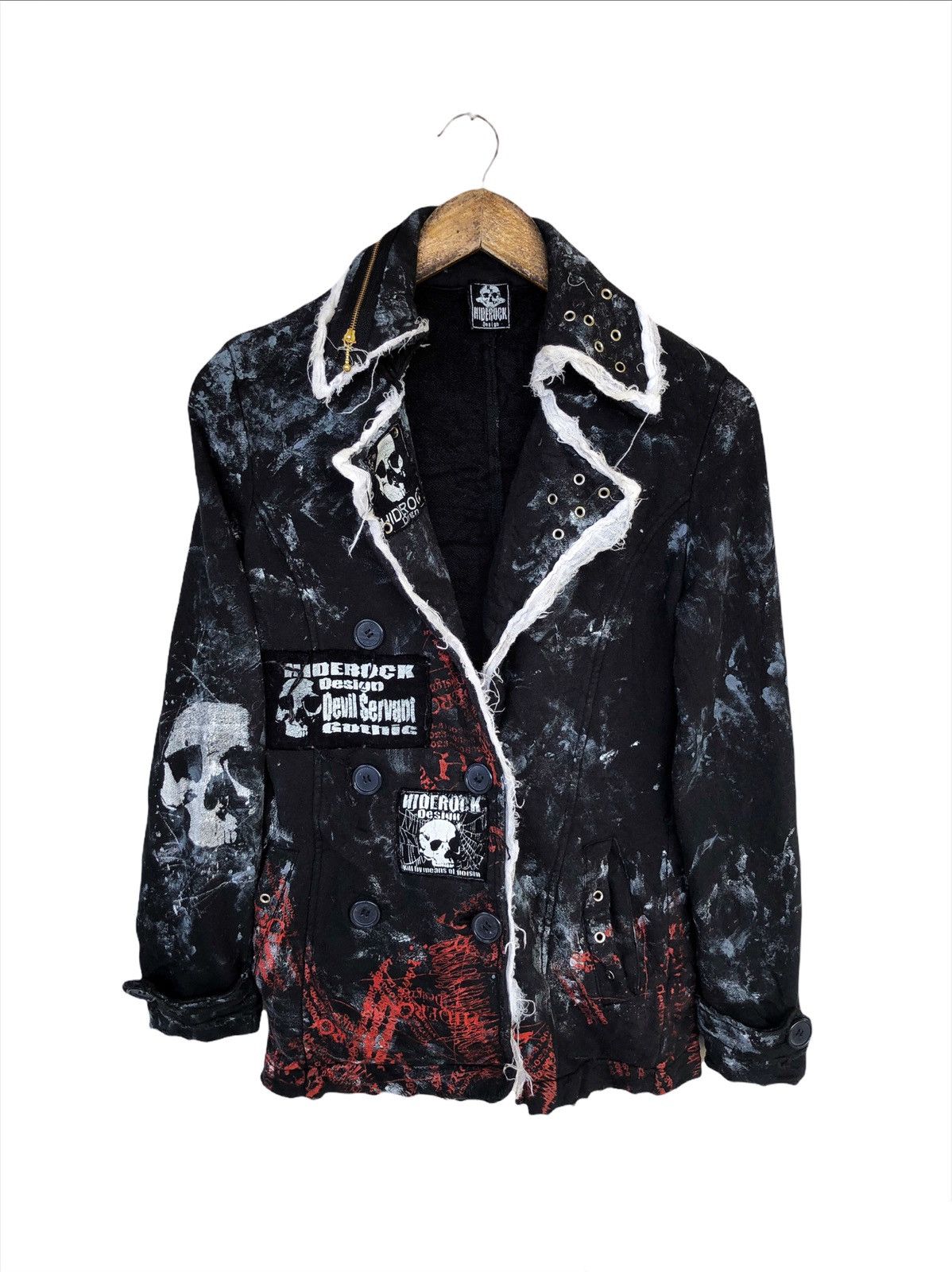 14th Addiction SICK🔥Hiderock 🇯🇵 Skulls Painted Muslin Button Jacket Size US S / EU 44-46 / 1 - 2 Thumbnail
