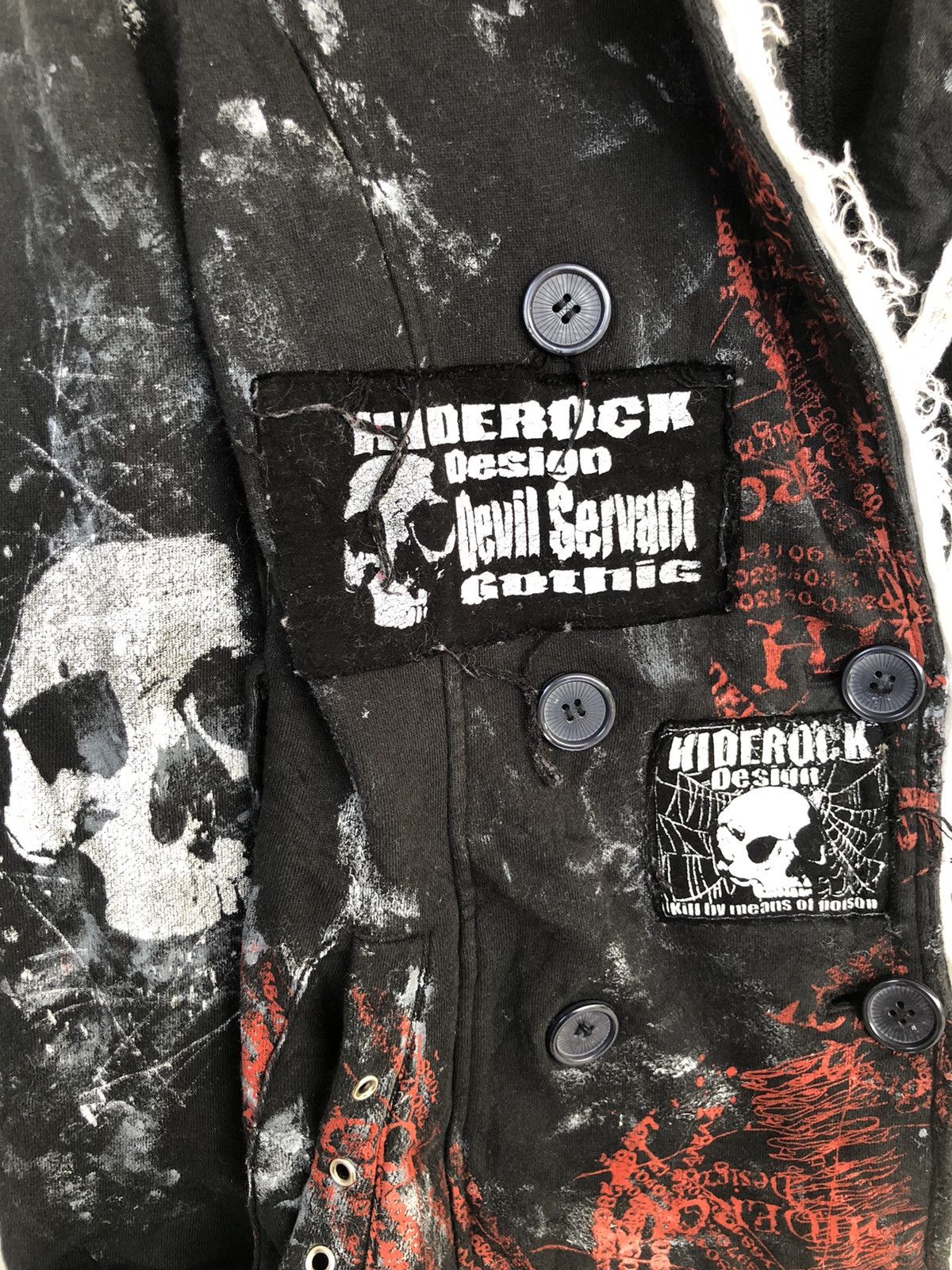 14th Addiction SICK🔥Hiderock 🇯🇵 Skulls Painted Muslin Button Jacket Size US S / EU 44-46 / 1 - 7 Thumbnail