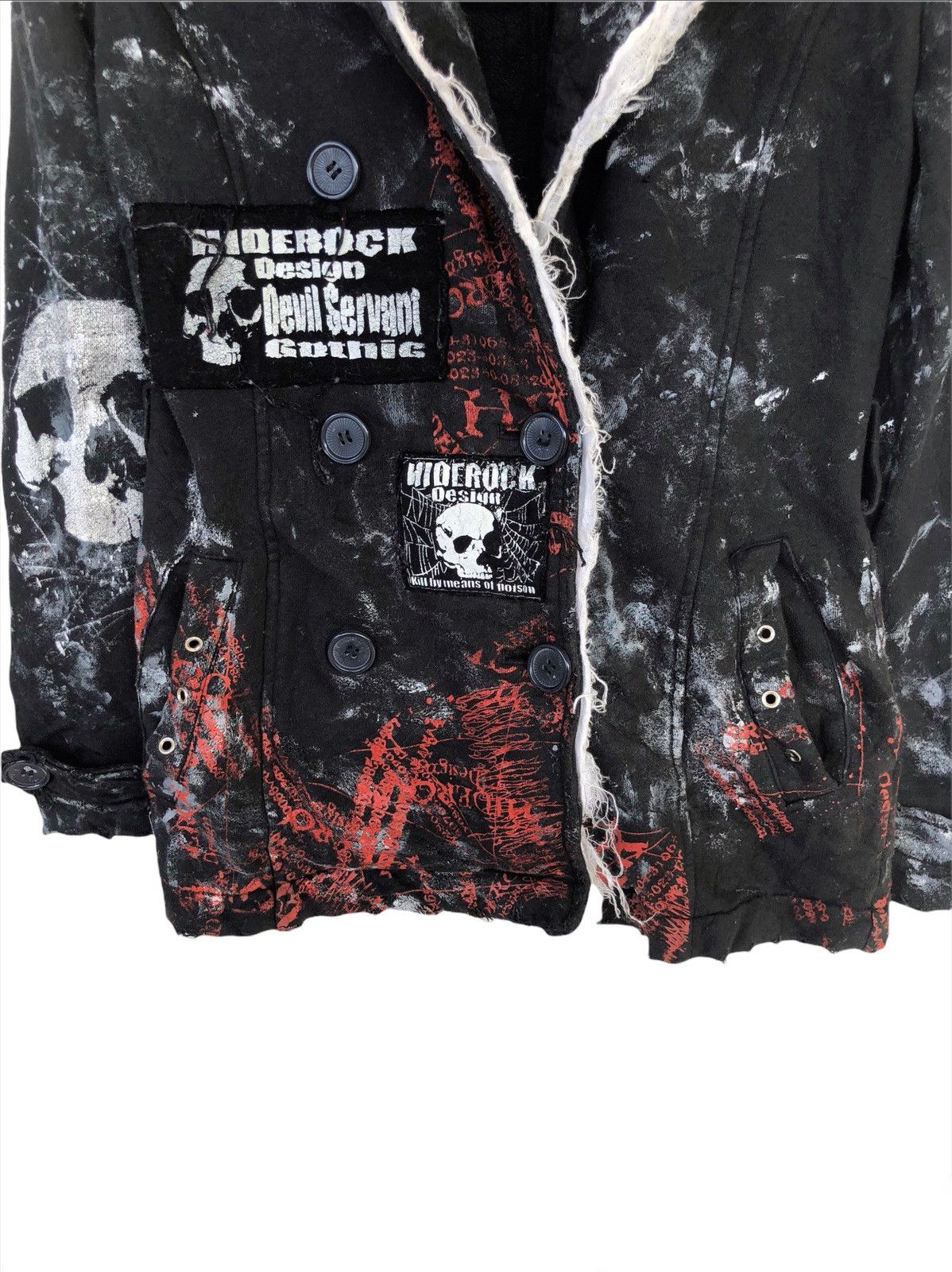 14th Addiction SICK🔥Hiderock 🇯🇵 Skulls Painted Muslin Button Jacket Size US S / EU 44-46 / 1 - 5 Thumbnail