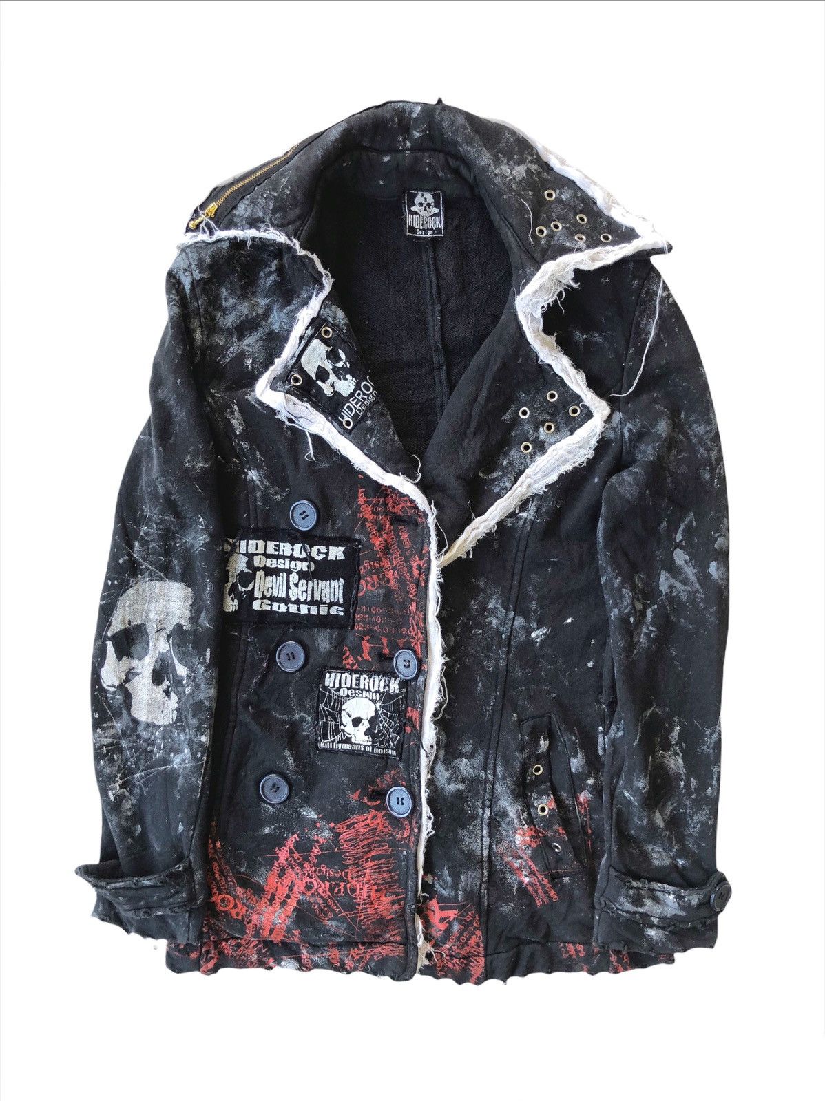 14th Addiction SICK🔥Hiderock 🇯🇵 Skulls Painted Muslin Button Jacket Size US S / EU 44-46 / 1 - 1 Thumbnail