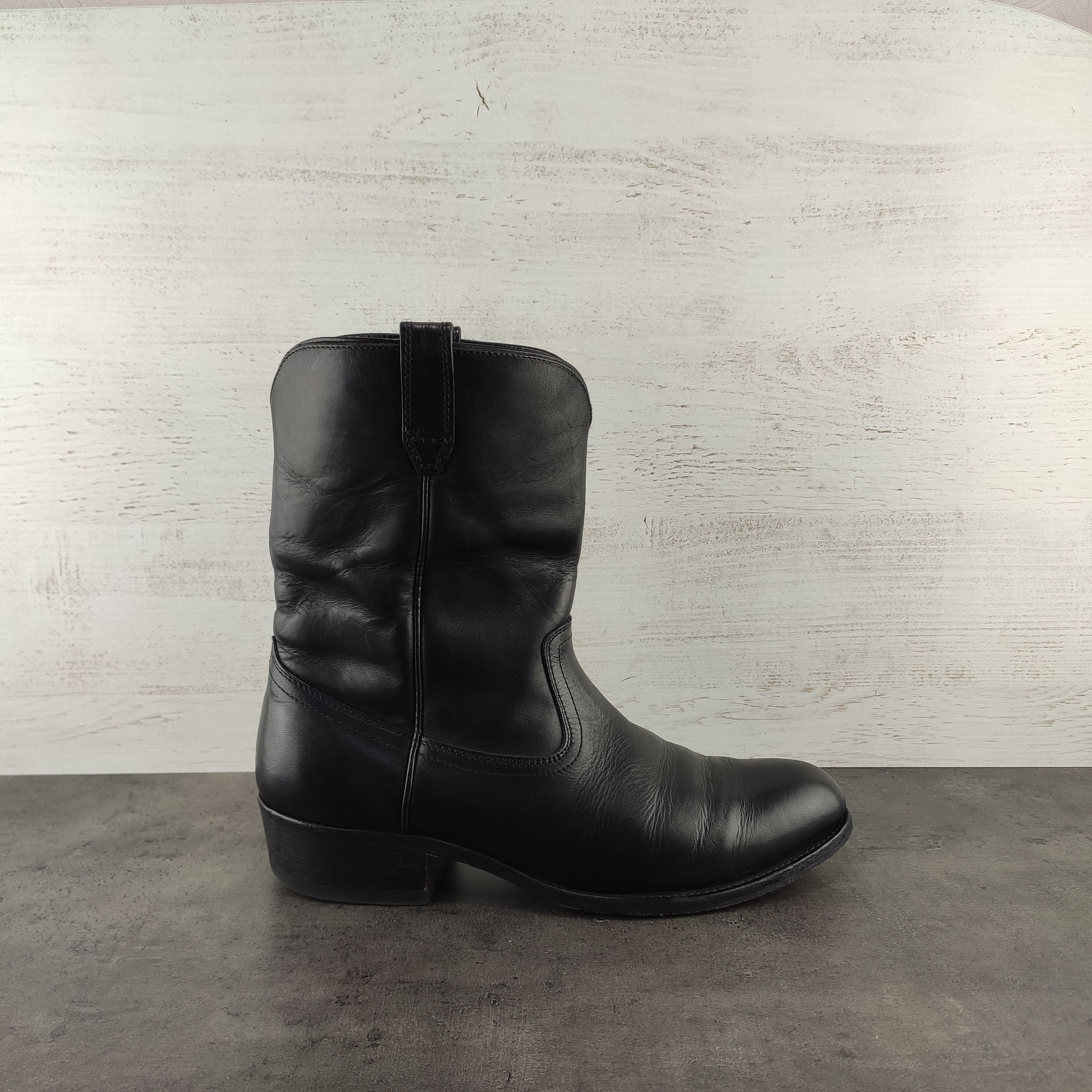 image of Tom Ford Black Leather Cowboy Boots, Men's (Size 10)