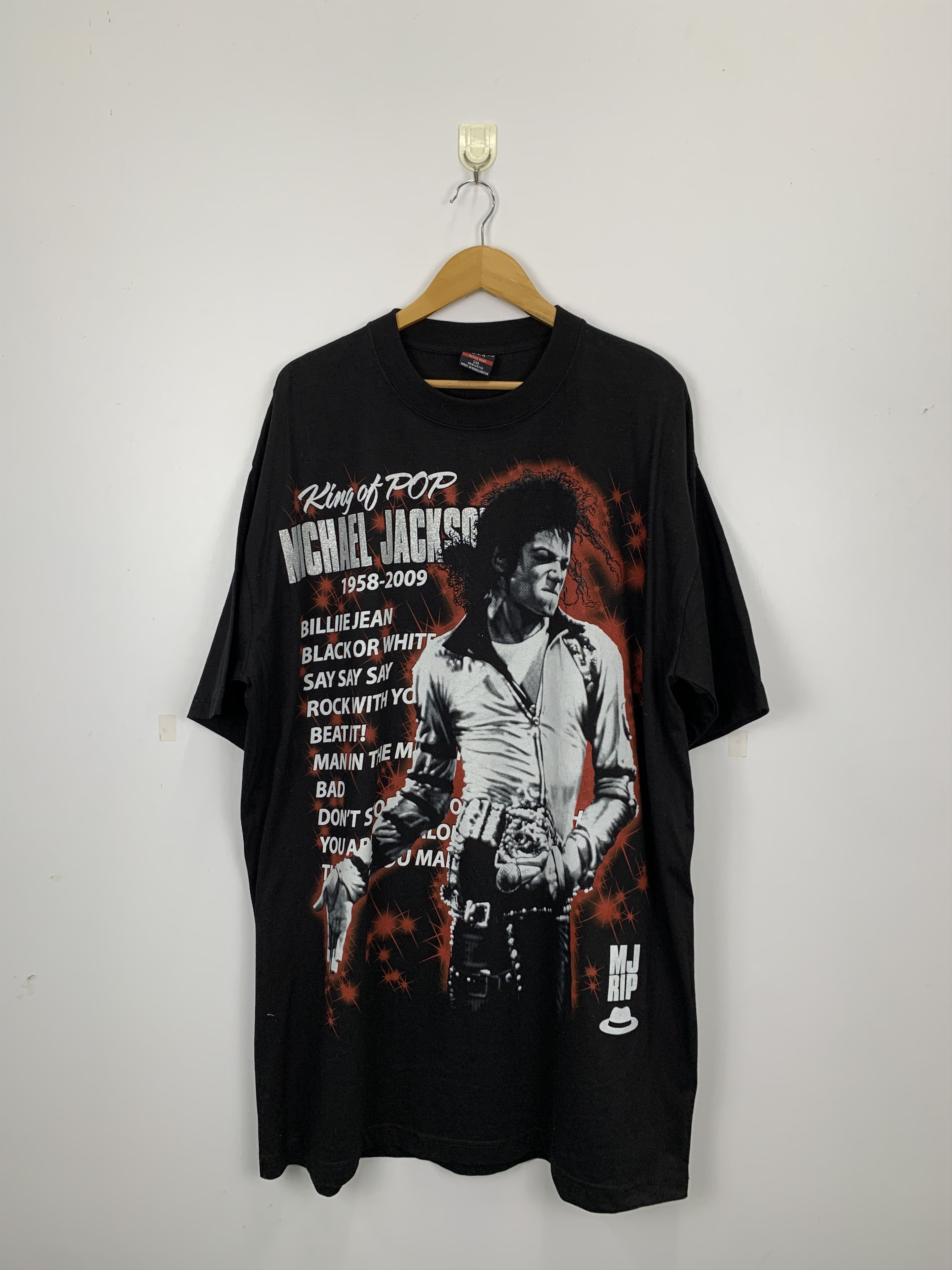 image of Michael Jackson T Shirt Rap Tees Style in Black, Men's (Size 2XL)