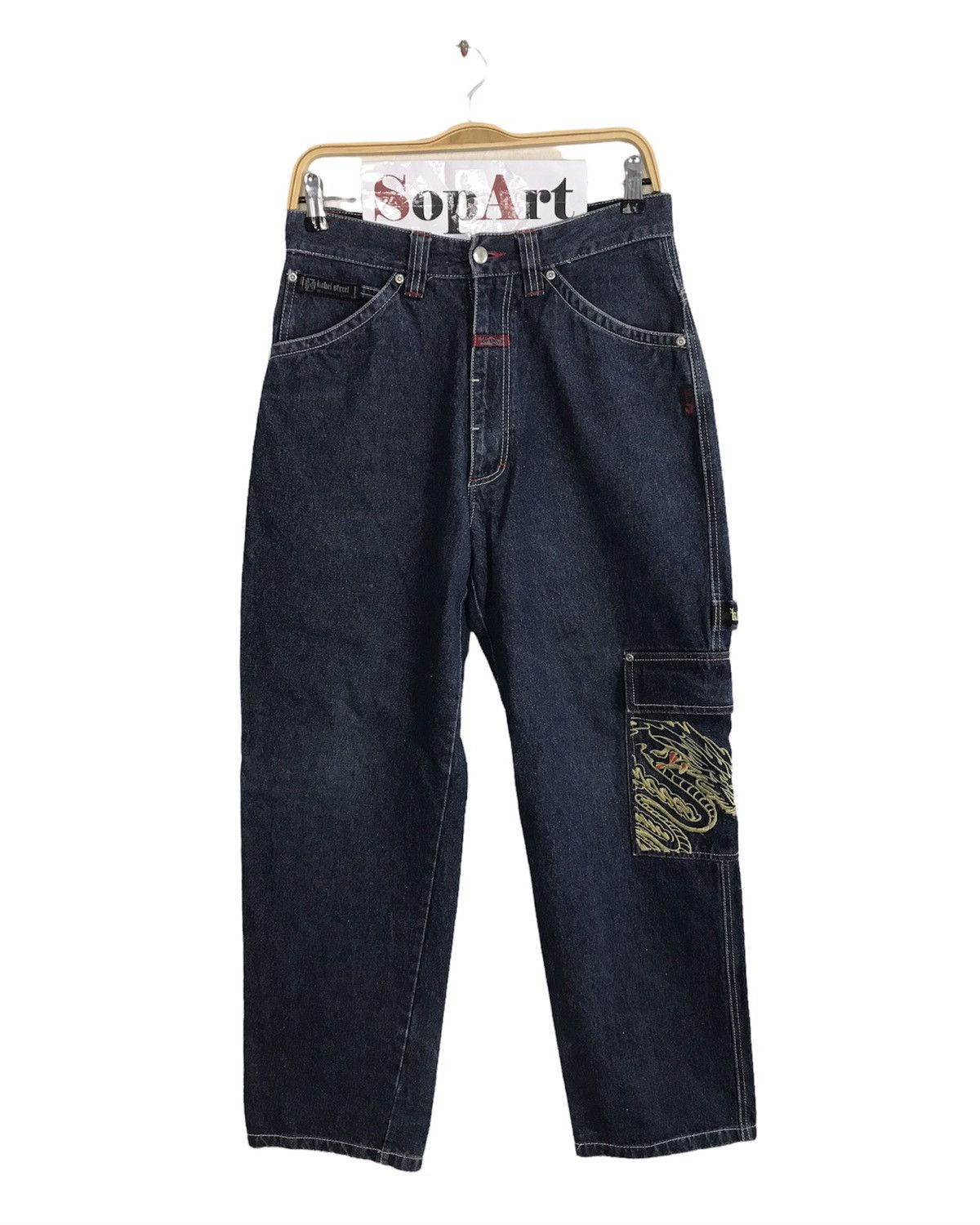 Kakei Carpenter Denim Tactical Cargo Pants Embroidery 🐉