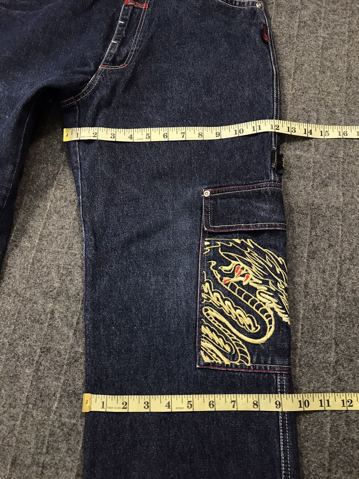 Japanese Brand Kakei Carpenter Denim Tactical Cargo Pants Embroidery 🐉 Size US 29 - 15 Thumbnail