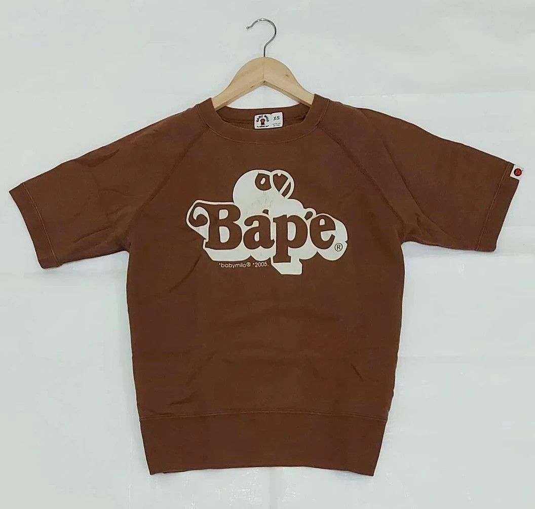 image of Baby Milo By A Bathing Ape Bape Short Sleeve Sweatshirt in Brown, Men's (Size Small)